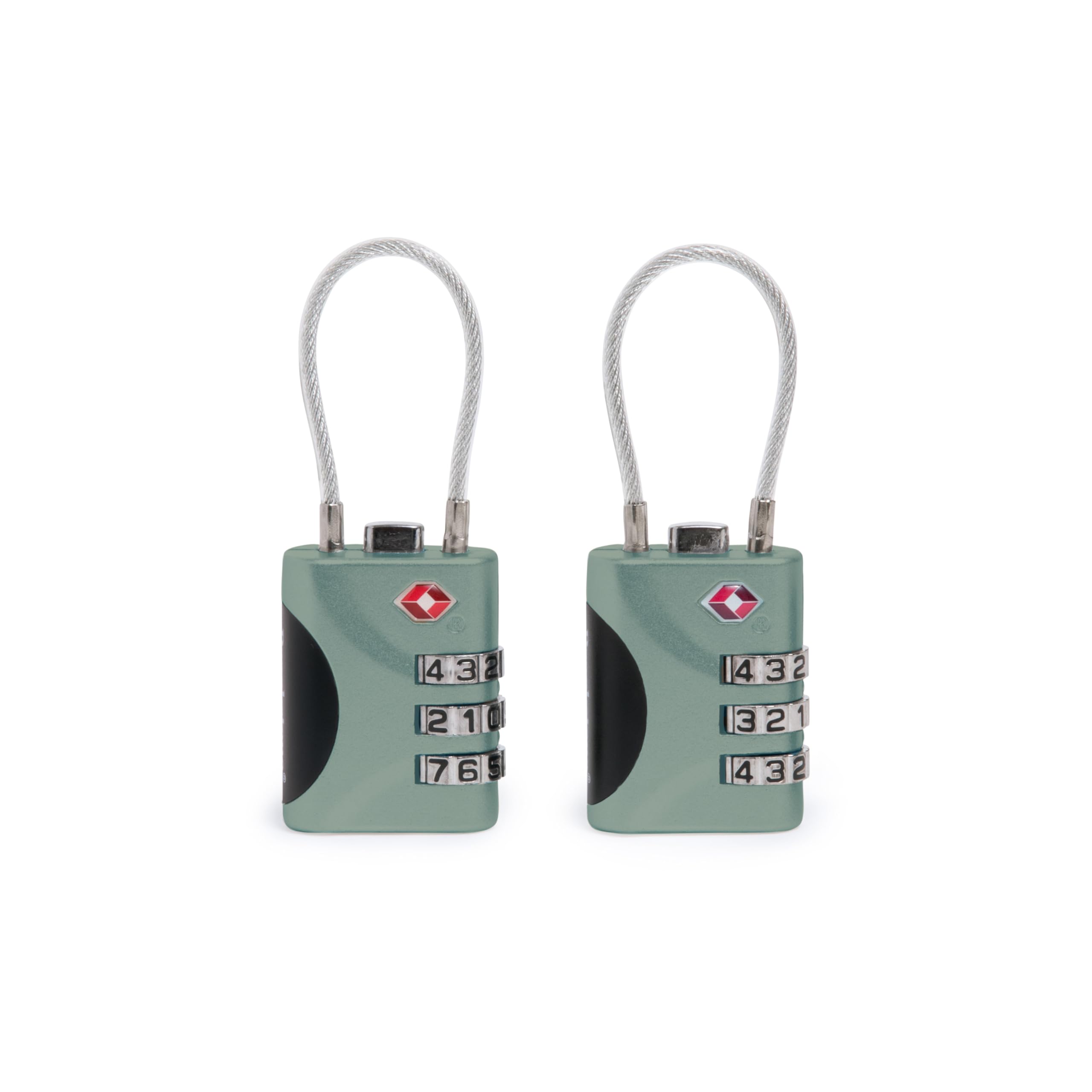 Brookstone 2-Pack TSA Approved 3-Digit Keyless Luggage Locks - Resettable Combination Wire Padlocks in Vintage Green for Travel, Backpacks & Suitcases | Secure Your Belongings During Air Travel & Hotel Stays