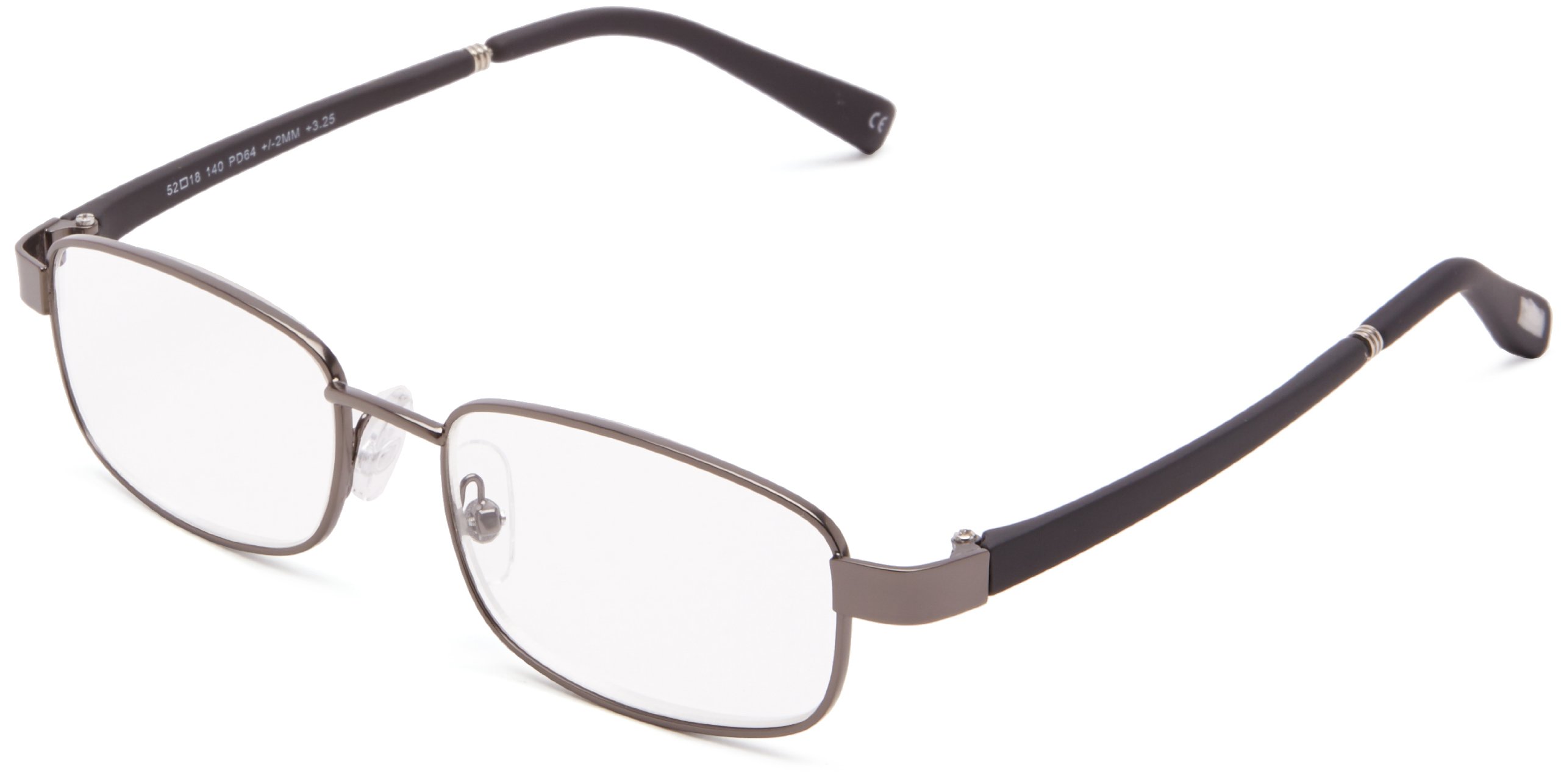 Foster Grant Men's Manning Square Reading Glasses +1.50 to +4.00 Strength – Classic Retro Eyewear for Reading, Office & Computer Use