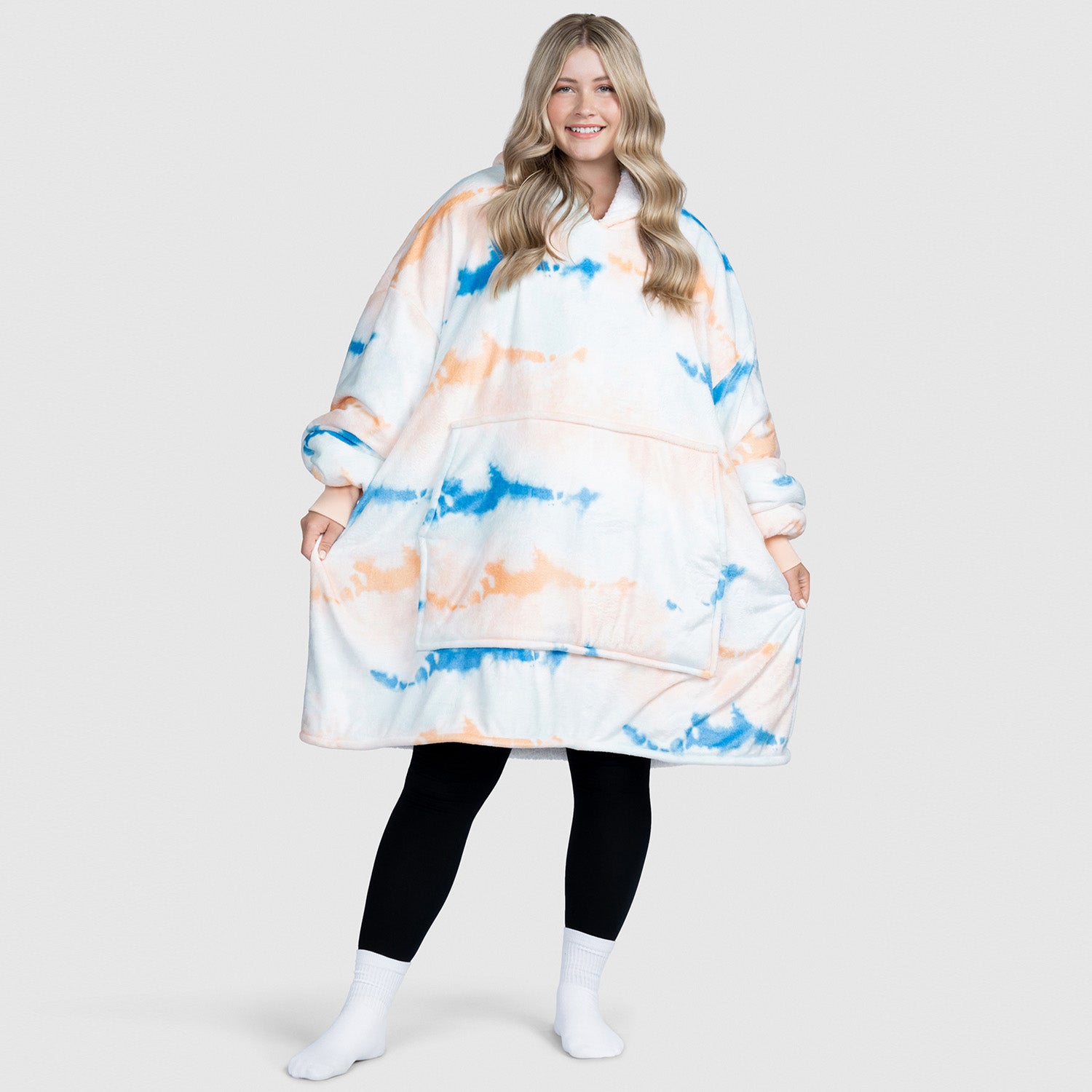 Tie Dye Oversized Hoodie Blanket - Soft & Cozy Wearable Sherpa Hooded Sweatshirt for Women & Men | Perfect for Lounging, Netflix Nights & Cold Weather