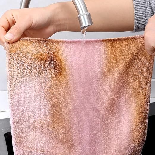 Non-Scratch Dual-Sided Dishwashing Cloths - Reusable Microfiber & Wire Cleaning Rags for Wet/Dry Use | Easy Rinse Kitchen Towels for Pots, Pans, Sinks | Durable Multi-Purpose Cleaning Cloths (6-Pack) - Perfect for Daily Dishwashing, Counter Cleaning & Stainless Steel Care