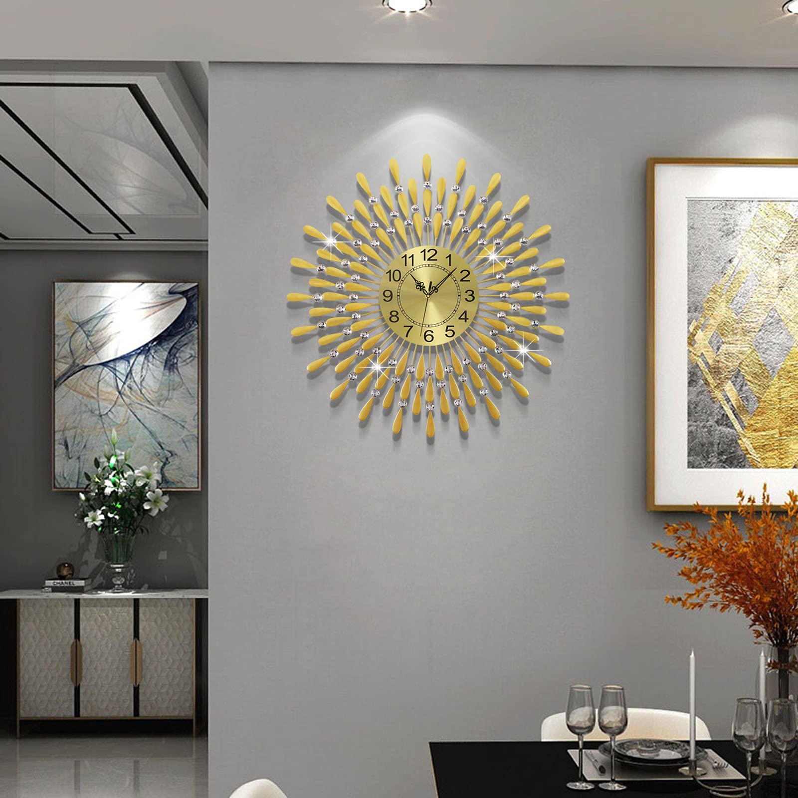**28 Inch Large Silent Non-Ticking Wall Clock - Modern Gold Decorative Clock for Living Room, Dining Room, Bedroom | Perfect for Home, Office & Farmhouse Decor**