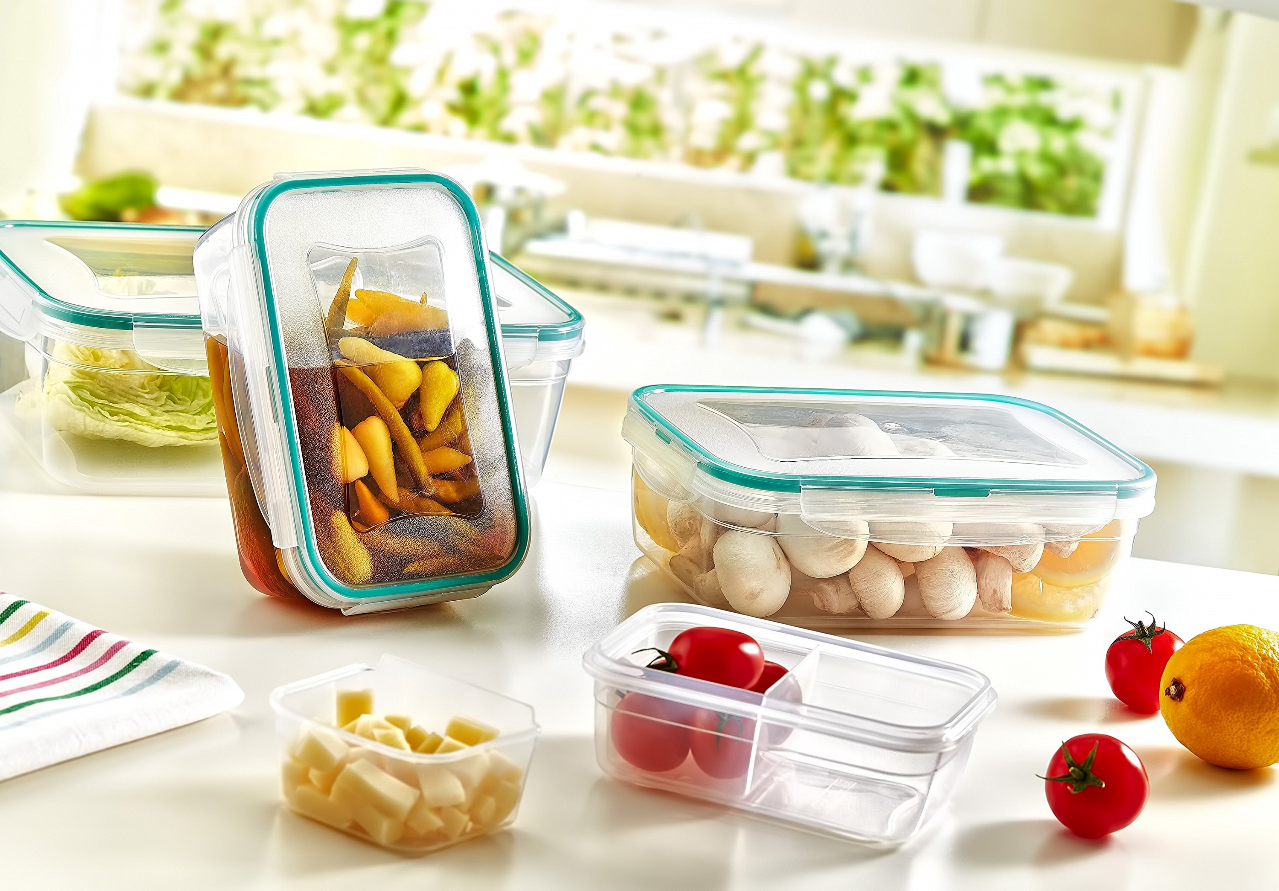 PlastArt 10-Piece Clear Rectangle Food Storage Container Set | BPA-Free Plastic Meal Prep Containers with Lids | Perfect for Kitchen Organization, Lunch Packing & Leftovers Storage