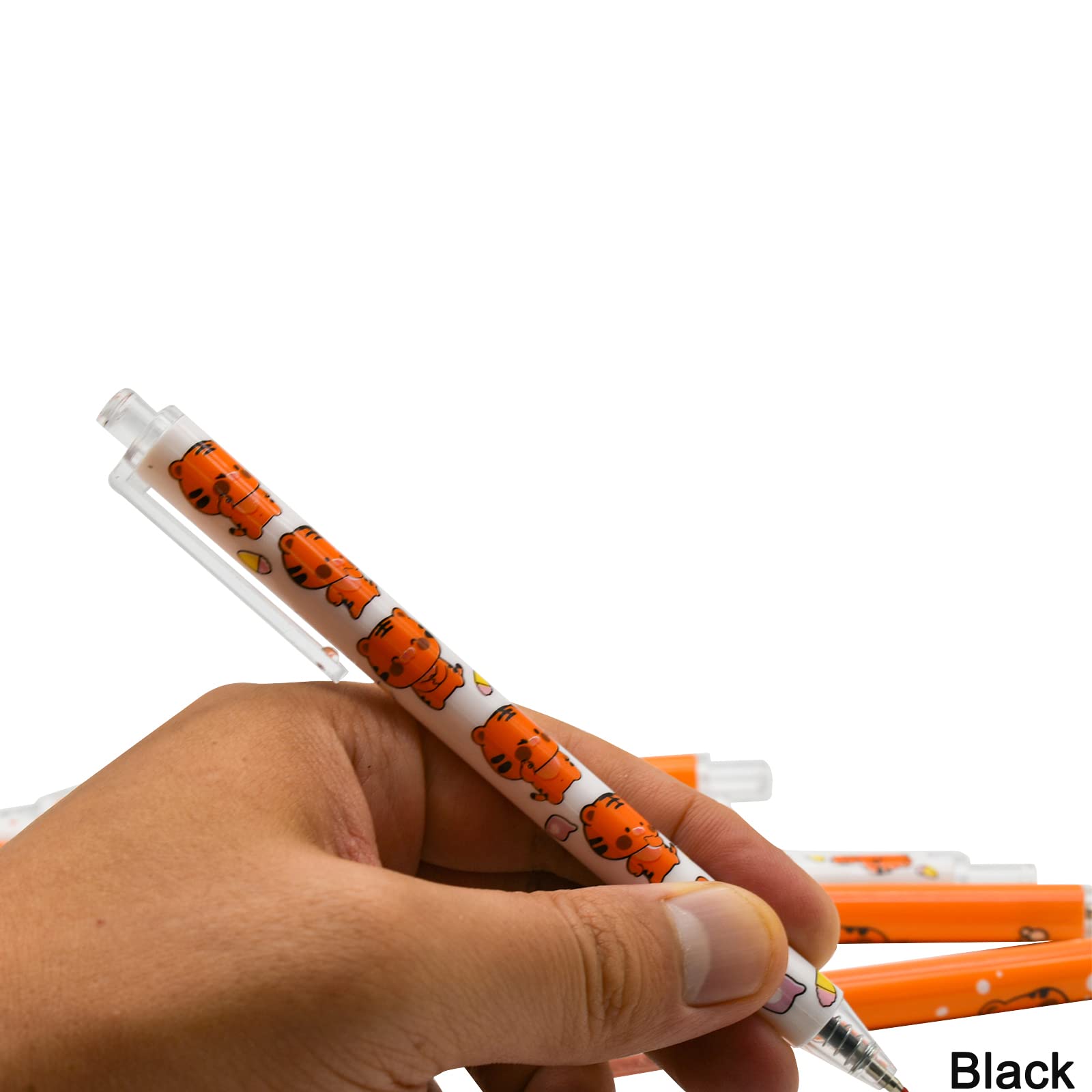 Maydahui 12 Pack Cute Cartoon Tiger Gel Pens - Retractable Black Ink Writing Pens for Kids, Boys, School, Office & Party Supplies - Perfect for Note Taking, Homework, Gift Giving & Art Projects
