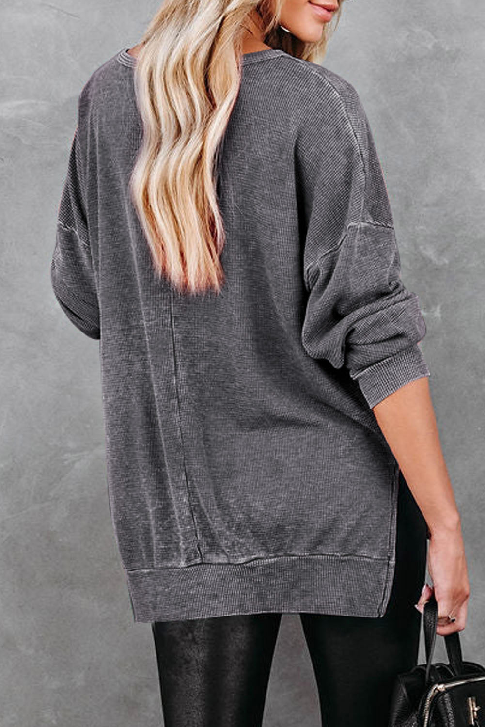 Trendy Dropped Shoulder Slit Sweatshirt for Women - Oversized Casual Pullover with Side Slits | Perfect for Streetwear, Lounge & Everyday Comfort