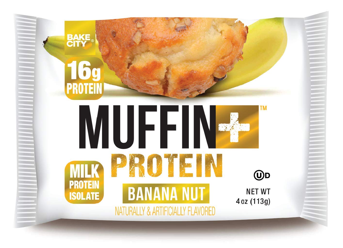 Bake City Muffin Plus Protein - High Protein Muffins with 16g Protein Each | 4oz Banana Nut Flavor, Pack of 12 | Perfect for Breakfast, Post-Workout Snacks & Healthy On-the-Go Meals