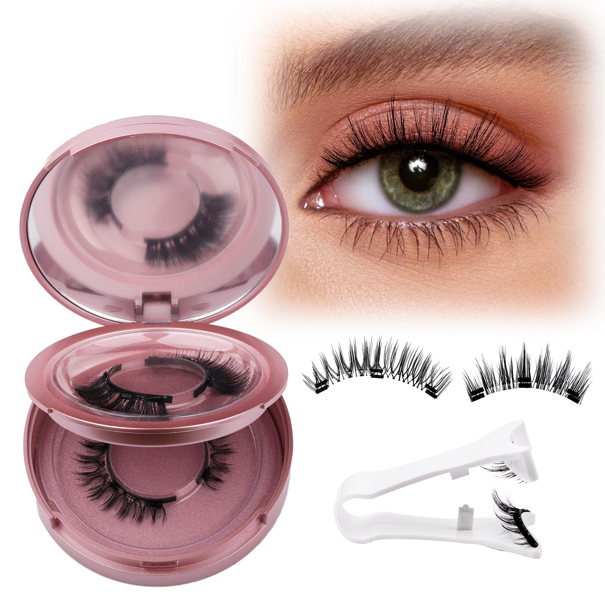 GEMERRY Magnetic Eyelashes Kit with Applicator - Natural Look Soft False Lashes, No Glue Needed, Easy to Wear & Remove - Perfect for Daily Wear, Parties & Special Occasions