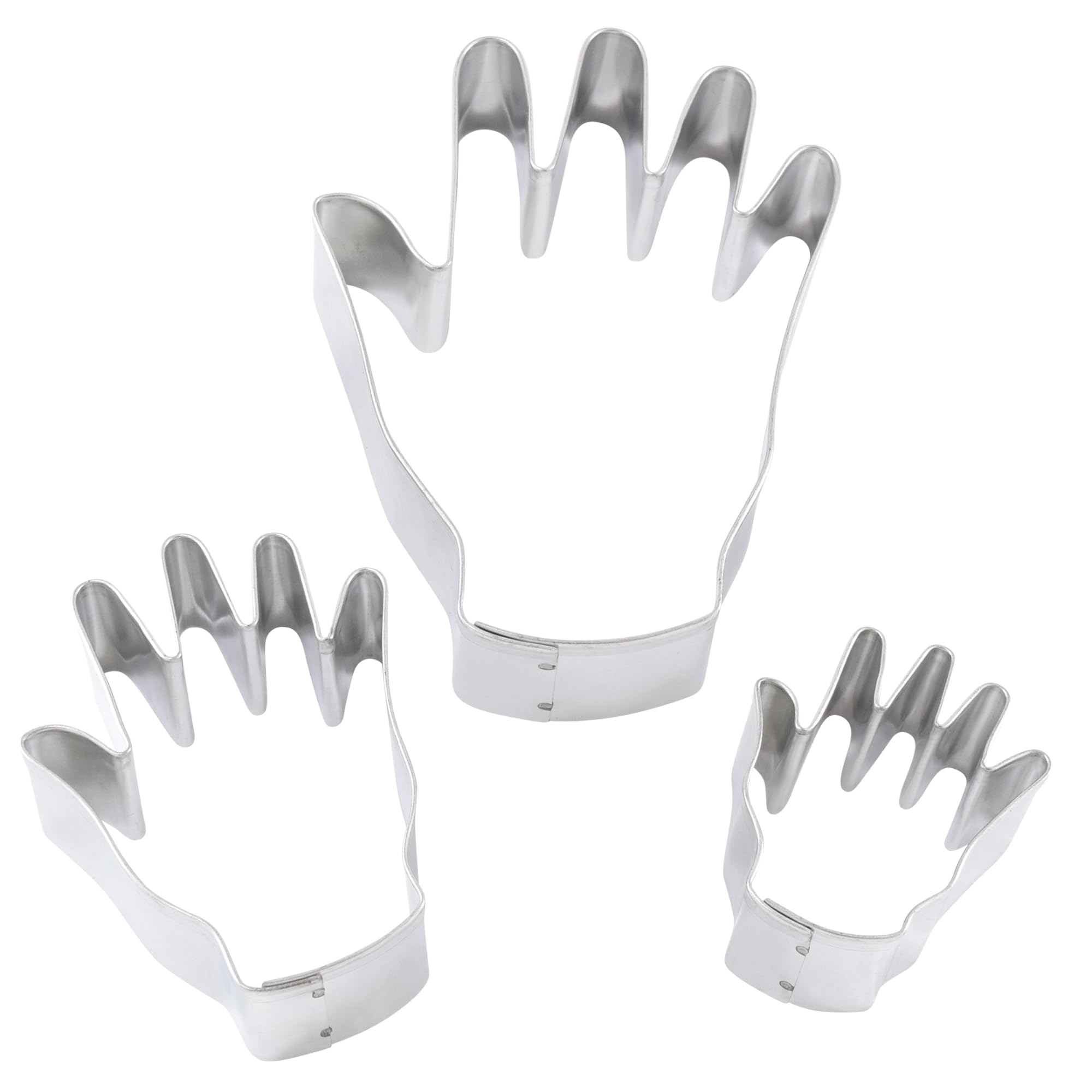 R&M Hand Shaped Cookie Cutter Set - 3 Piece Stainless Steel Baking Tools for DIY Cookies, Gingerbread, Sugar Cookies - Perfect for Christmas, Halloween, Birthday Party Decorations