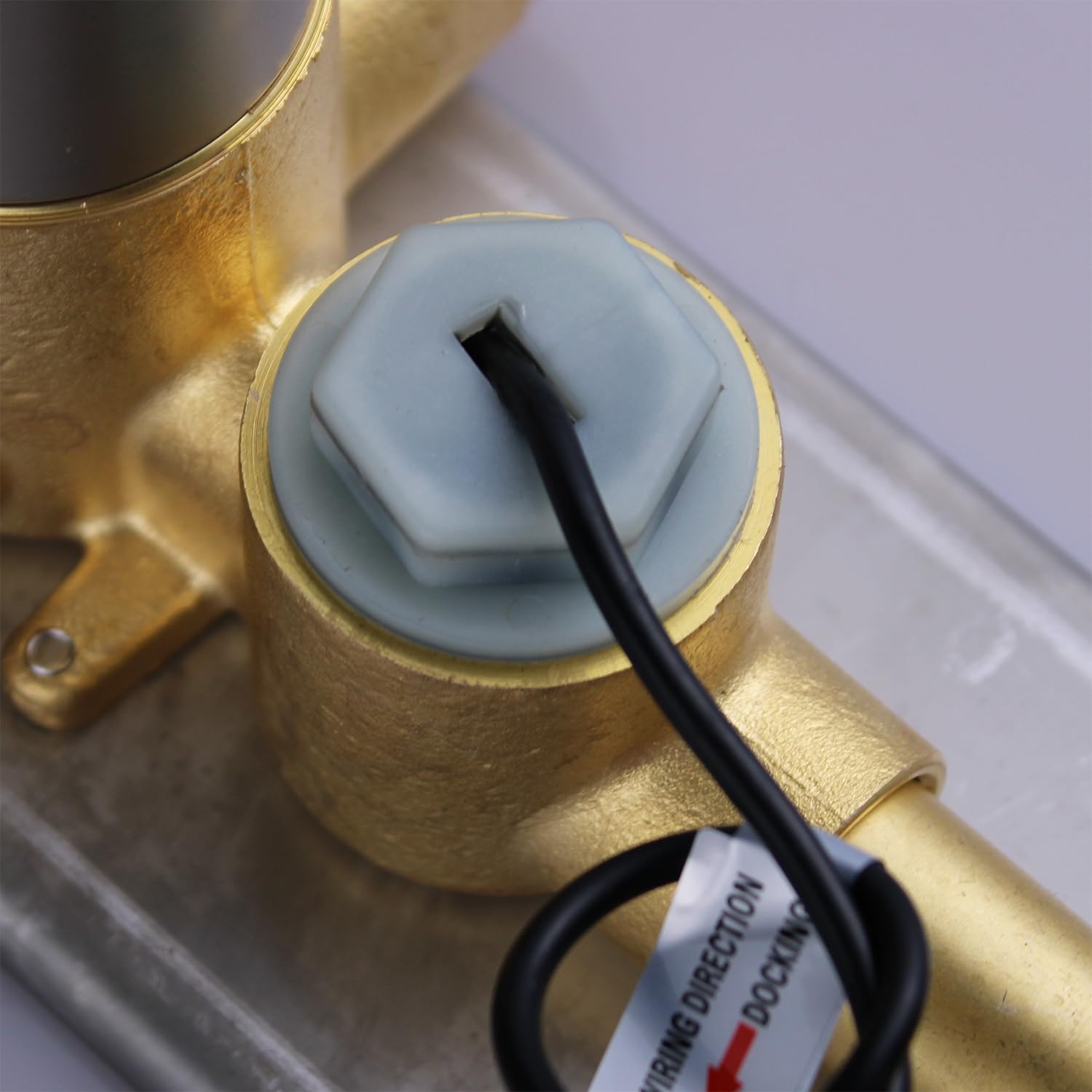 2-Way Push-Button Shower Diverter Valve with Temperature Display & Independent Volume Control - Brushed Nickel Finish for Bathroom & Spa Shower Systems
