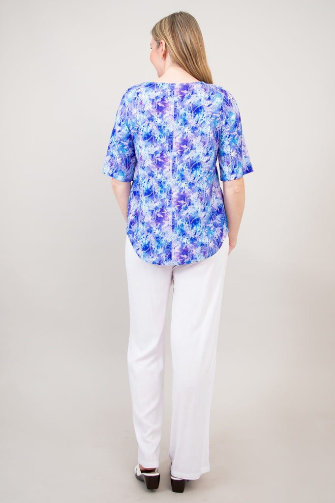 Liza Top - Stylish Dotty Print Linen Bamboo Blend Women's Blouse for Casual Wear & Summer Outfits