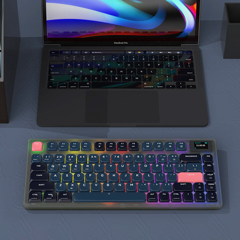 Ajazz AK832 Pro Low Profile Mechanical Keyboard - 87 Keys RGB Backlit, Wireless Bluetooth/Wired USB Gaming Keyboard for PC/Mac - Perfect for Office, Gaming & Typing