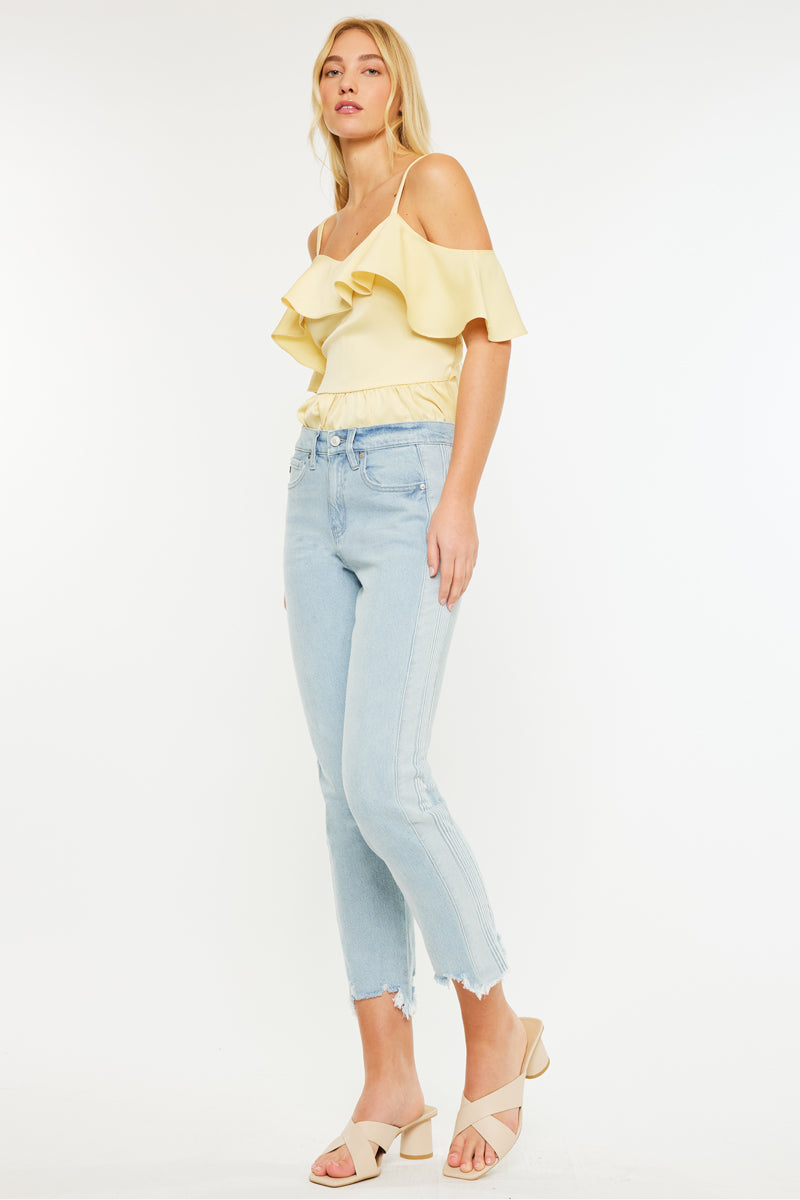 Erin High Rise Slim Straight Leg Jeans for Women - Stretchy Denim Pants, Comfortable & Flattering Fit - Perfect for Casual Wear, Office, and Date Nights