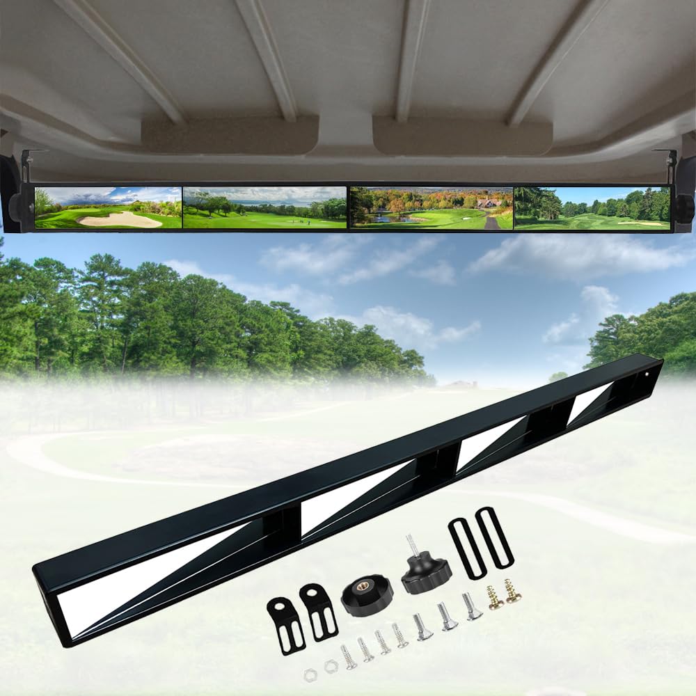 Universal WLOOD Golf Cart Mirror - 4 Panel Rear View Mirror Fits EZGO, Club Car & Yamaha Golf Carts - Perfect for Safe Driving & Parking on Golf Courses
