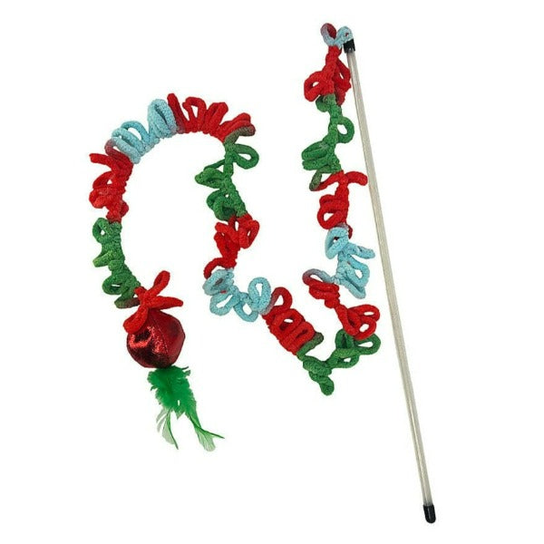 KONG Holiday Loopz Teaser Cat Toy - Interactive Cat Toy with Crinkly Fabric & Jingle Bells - Perfect for Indoor Play, Exercise & Holiday Gift for Cats