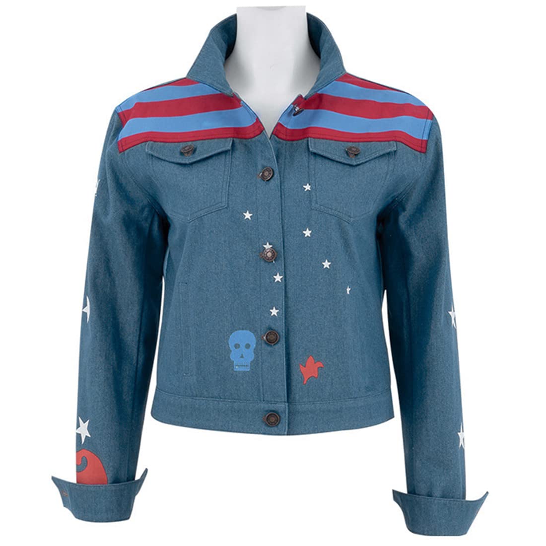 JMCOS Women's Miss America Halloween Costume - Multiverse of Madness Denim Jacket Superhero Outfit for Cosplay, Comic Con & Halloween Parties