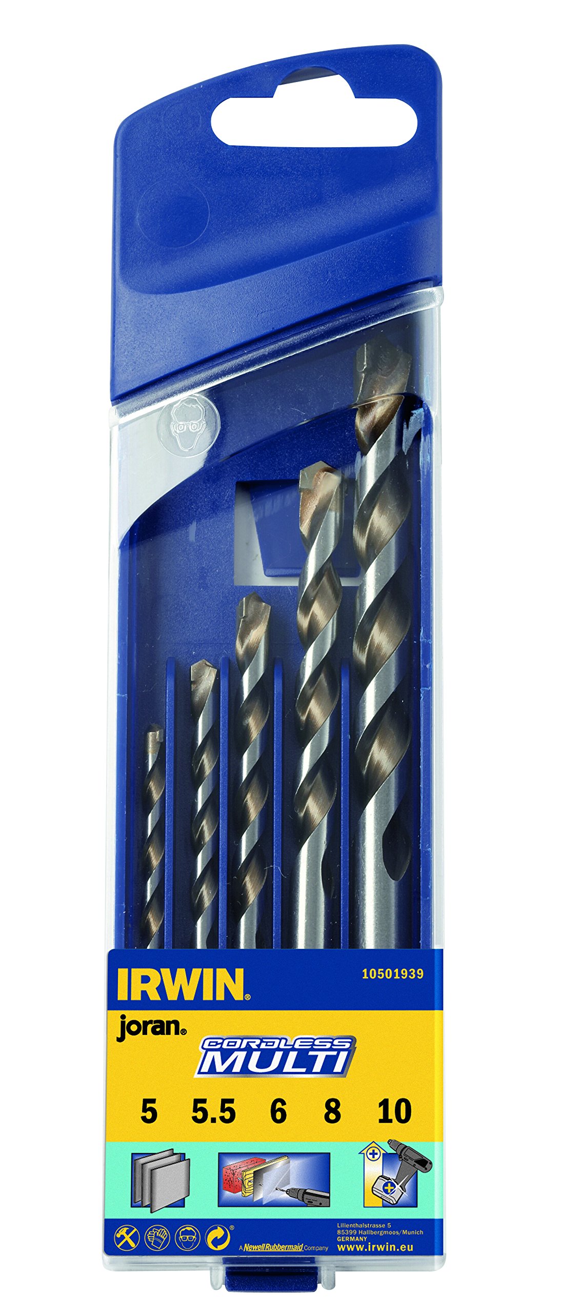 IRWIN 10501939 5-Piece Cordless Drill Bit Set - High-Speed Steel for Wood, Metal & Plastic - Perfect for DIY Projects & Home Repairs