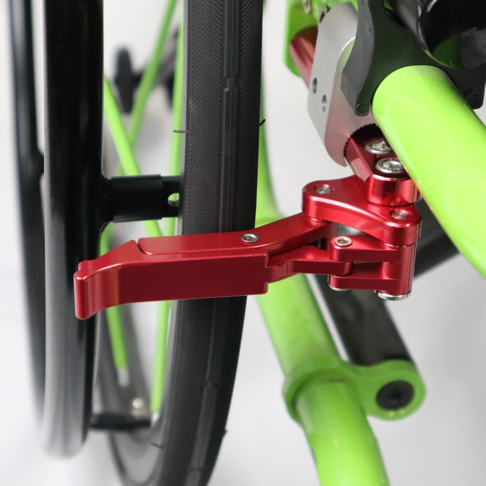 Premium Aluminum Alloy Wheelchair Brake - Heavy Duty Scissor Wheel Lock for Sports & Mobility Chairs (Red) | Ideal for Basketball, Tennis & Outdoor Wheelchair Activities