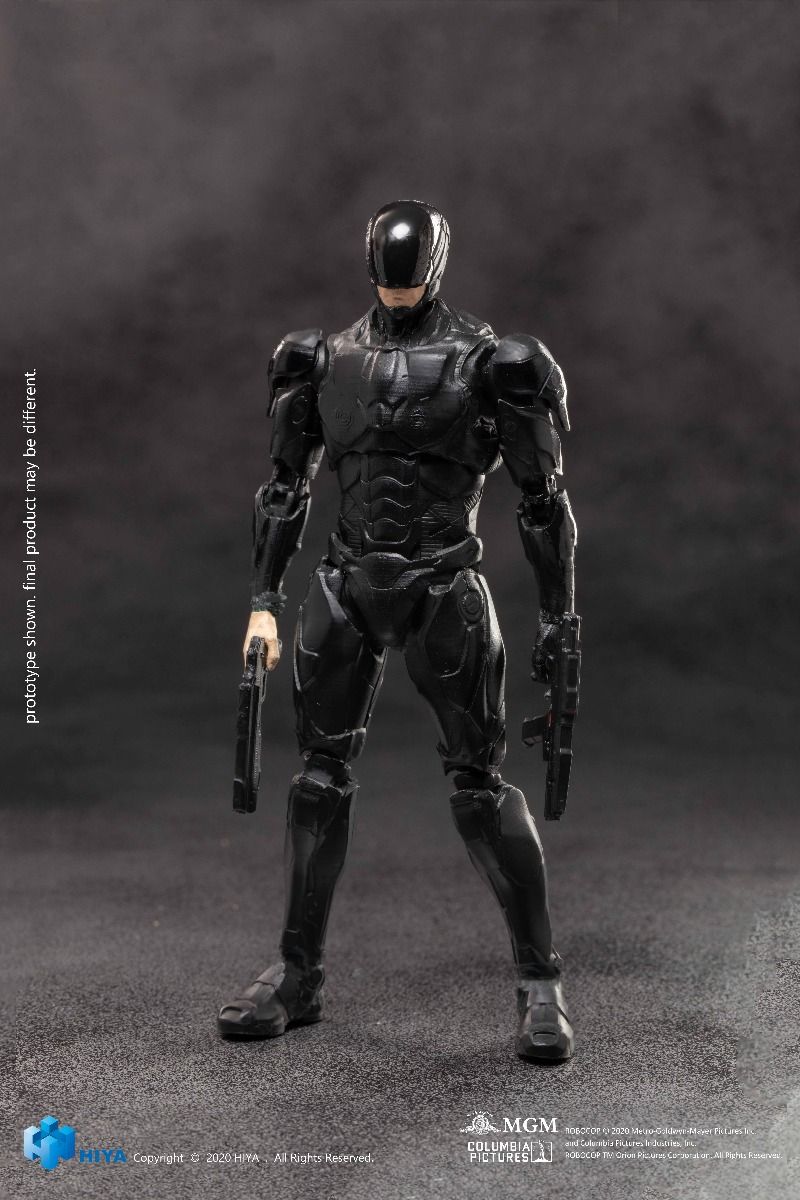 1/18 Scale HIYA 4-Inch Exquisite Mini Series Black Robocop Action Figure (2014 Edition) - Perfect for Collectors, Display, and Action Figure Scenes