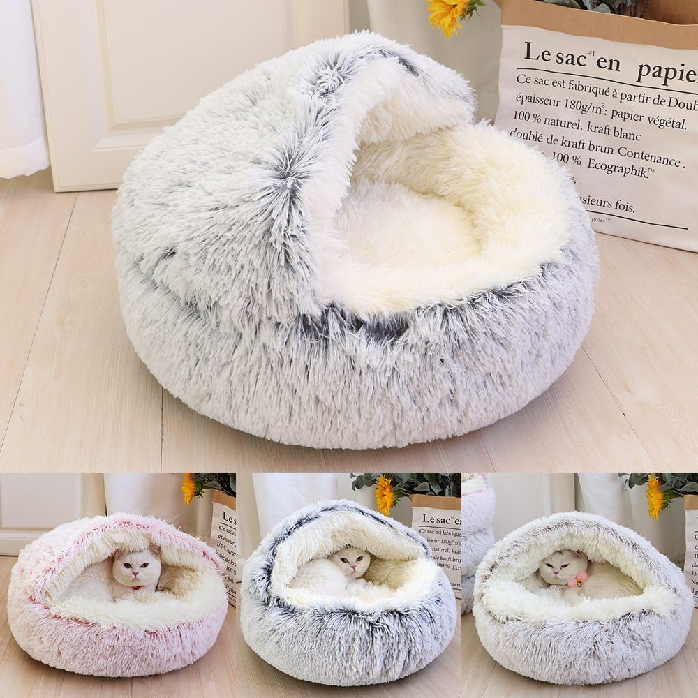 Lapcatz Nest Bed - Cozy Cat & Dog Bed with Removable Cover, 40cm Plush Velvet Pet Cave for Indoor Cats & Small Dogs - Perfect for Winter Warmth & Comfort in Living Room or Bedroom