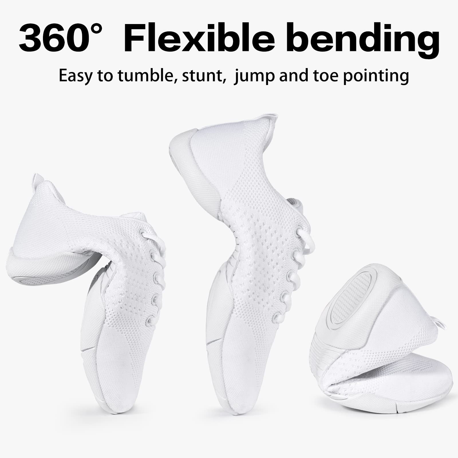 CADIDL Women's White Cheerleading Shoes - Lightweight Dance Shoes for Cheer, Pom, Gymnastics & Performance - Perfect for Competitions & Practice