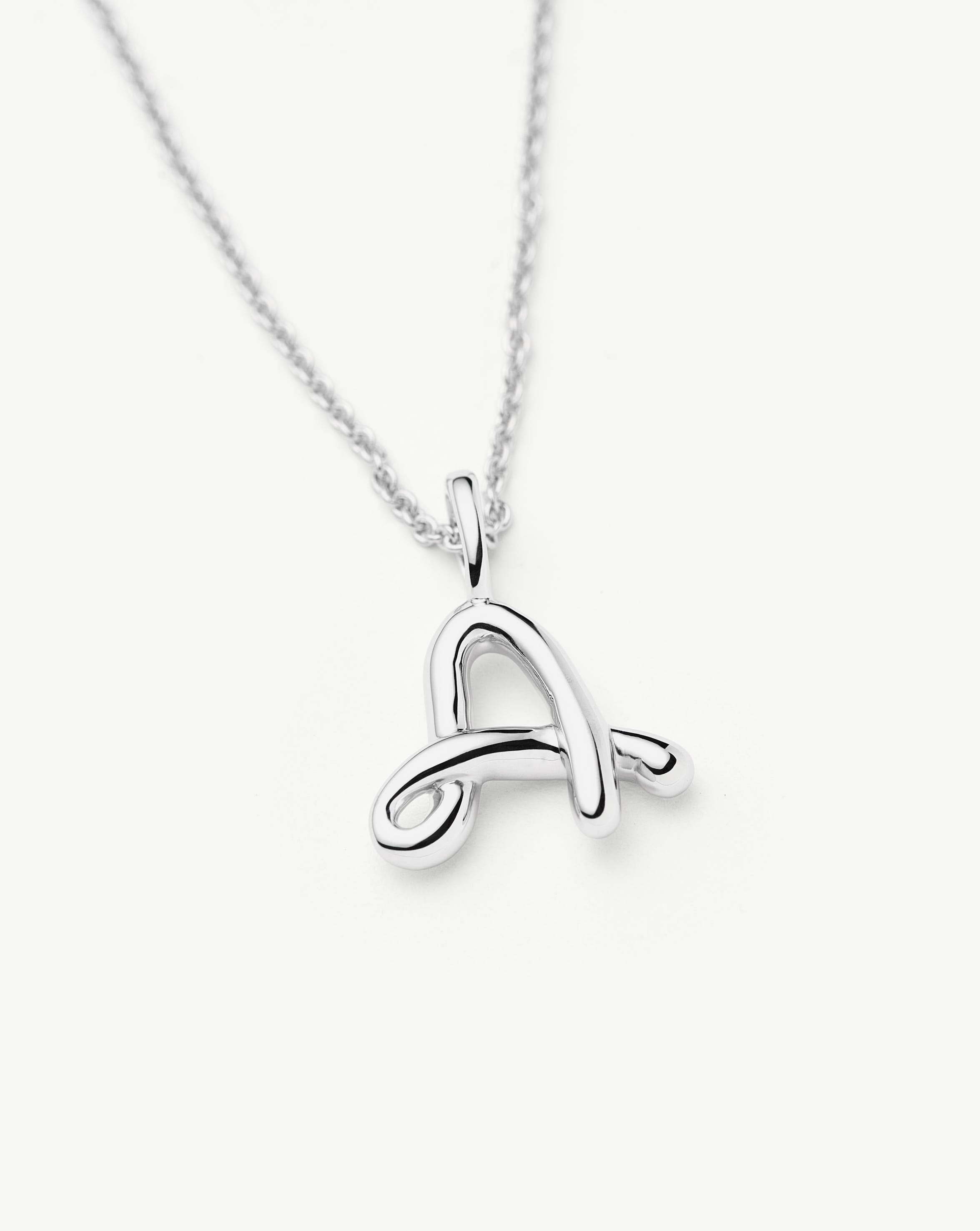 Curly Molten Mini Initial Necklace - Personalized Sterling Silver Jewelry for Women | Gift for Her, Birthday, Anniversary, Valentine's Day