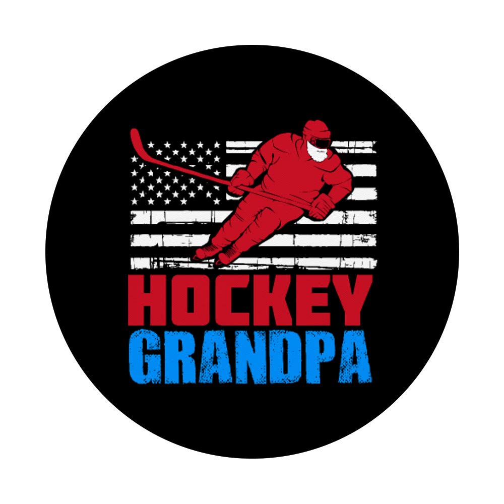 USA Flag Hockey Grandpa Gift - Patriotic American PopSockets PopGrip: Swappable Phone & Tablet Grip for Hockey Fans, Fathers Day Gifts & Sports Enthusiasts