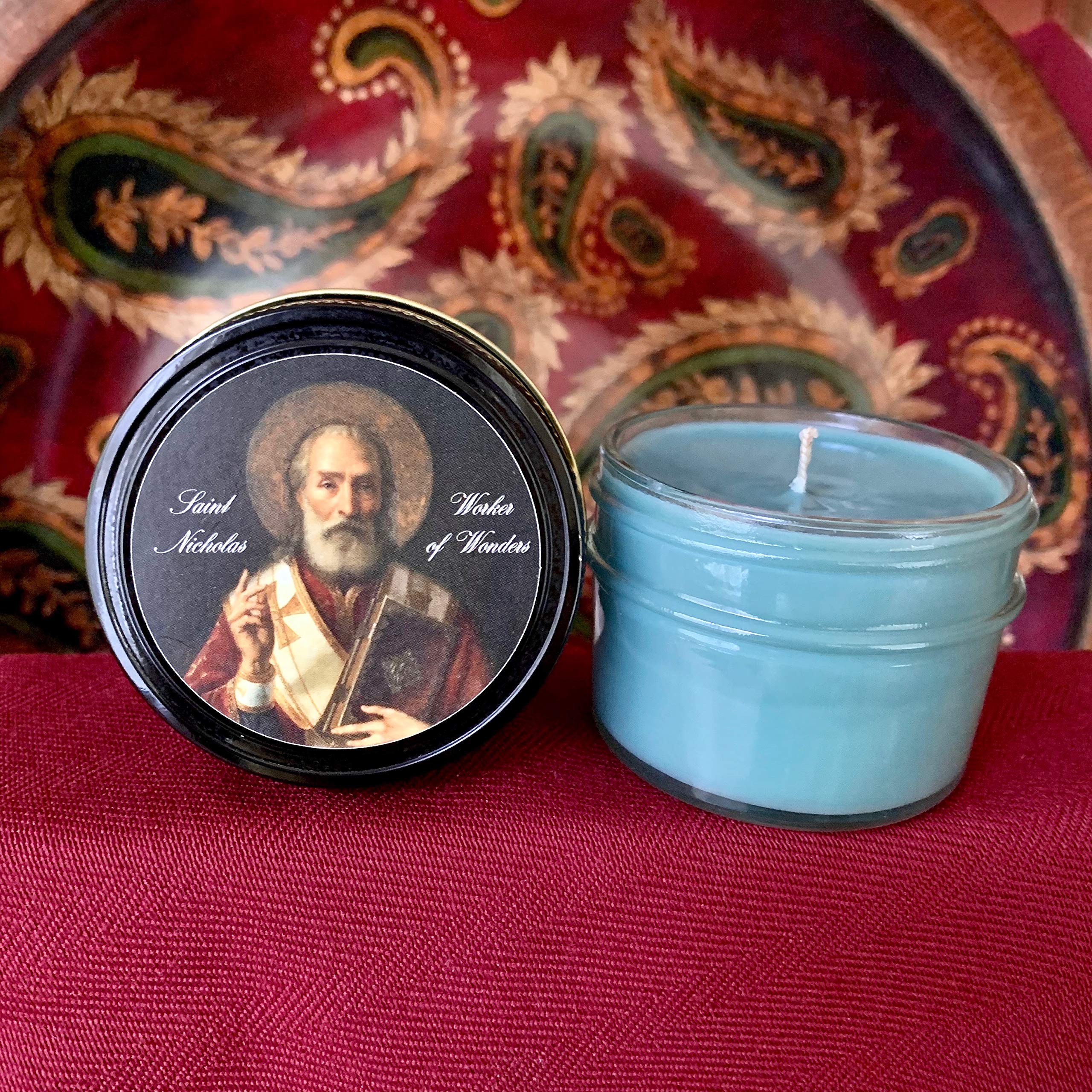 St. Nicholas Catholic Candle - Scented Christmas Hearth Candle by The Catholic Candle Company | Holiday Home Decor, Religious Gift, Prayer & Meditation Ambiance