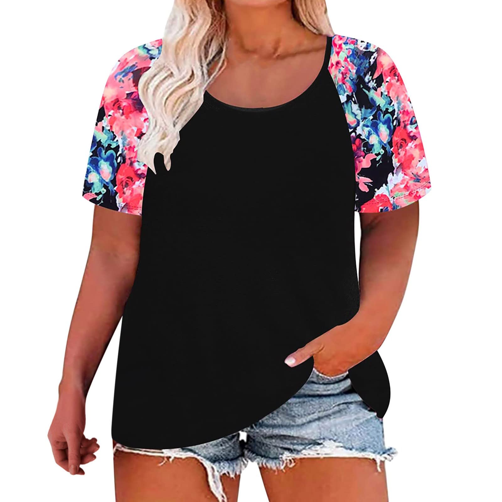 Plus Size Women's Gray Striped Short Sleeve T-Shirt with Puff Sleeves - Casual Summer Top for Work, Date Night & Everyday Wear