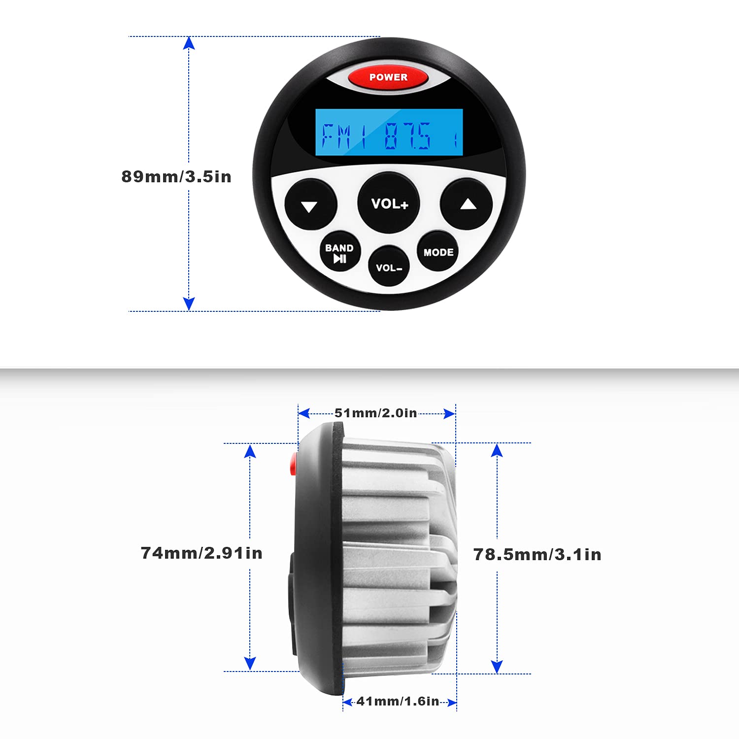 Marine Stereo Audio System - Waterproof MP3 USB AM FM AUX Bluetooth Receiver with 4 Inch White Marine Speakers, Perfect for Boats, Yachts, and Outdoor Water Activities