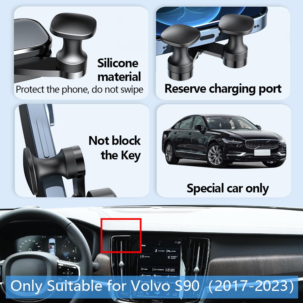 Volvo S90 Car Phone Holder Mount (2017-2025) - Universal Smartphone Bracket for Dashboard & Vent - Auto Accessories & Interior Decoration - Perfect for GPS Navigation & Hands-Free Driving