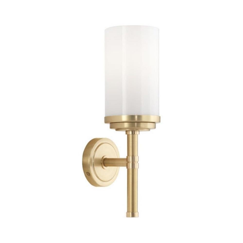 1324 Sconces with Cased White Glass Shades - Brushed Brass/Polished Brass Finish Wall Lights for Bedroom, Living Room & Hallway Lighting Decor