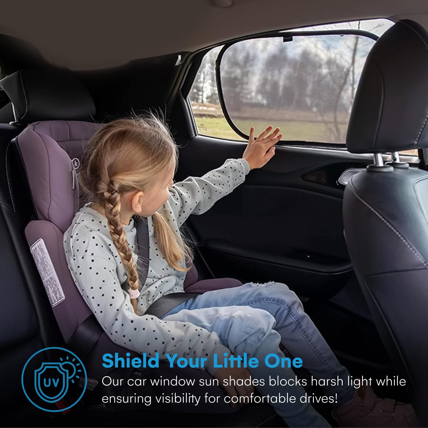 Enovoe 2 Pack Baby Car Window Shade - UV Protection & Breathable Mesh Sun Blocker for Child Safety - XL 25