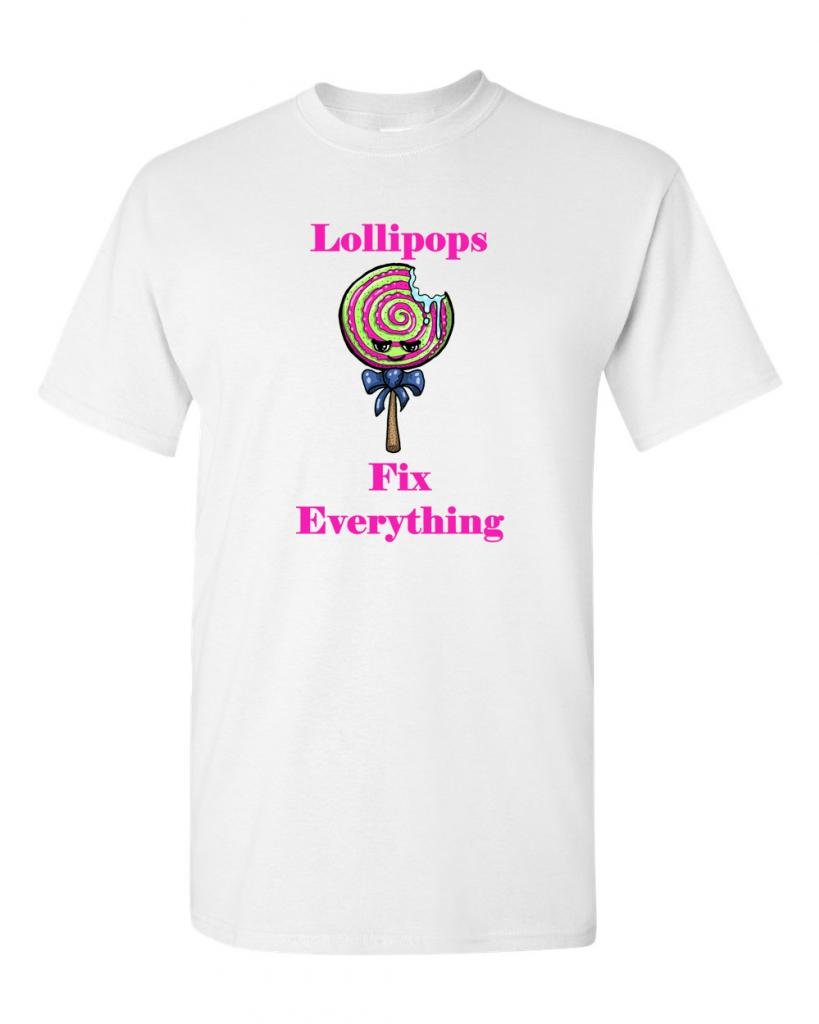 Funny Lollipop Fix Everything Slogan T-Shirt for Adults | Humorous Graphic Tee for Casual Wear, Gifts & Everyday Outfits