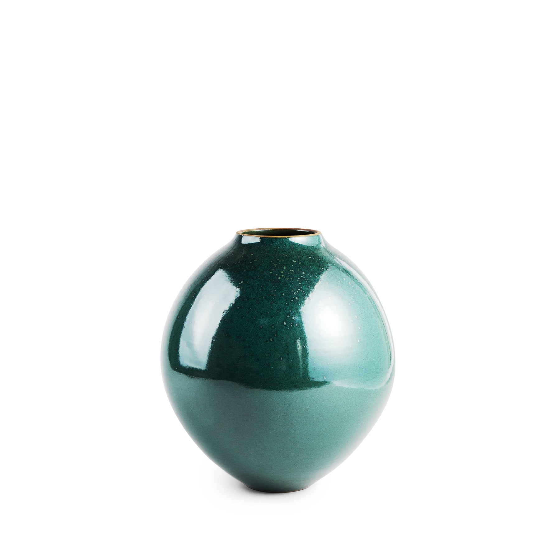 Handmade Large Round Soapstone Vase with Emerald Accents - Perfect for Home Decor, Wedding Centerpieces & Luxury Gift Giving