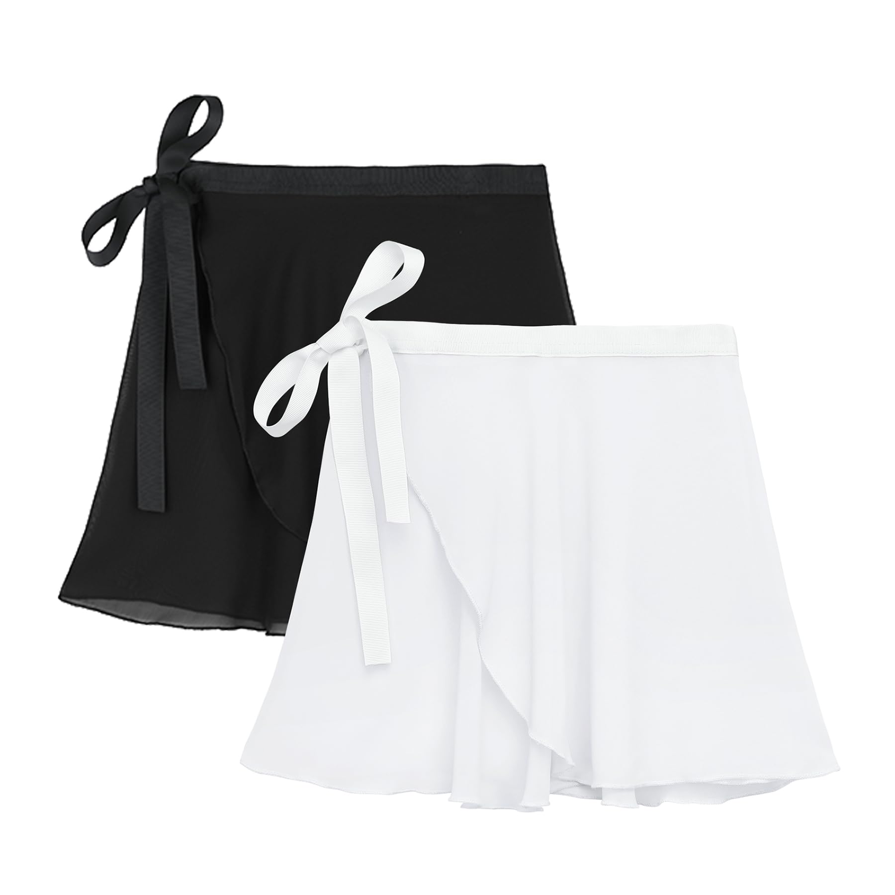 Zando Ballet Skirt for Girls & Women - 2 Pack Stretchy Dance Wrap Skirts for Toddlers, Kids & Adults - Perfect for Ballet Class, Dance Practice & Performance Costumes