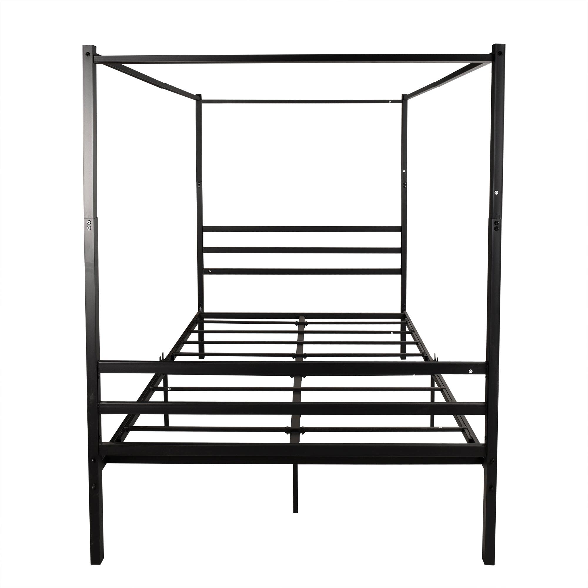 LALAHO Queen Size Metal Platform Bed Frame with Headboard & Mattress Foundation - Sturdy Canopy Design, Black - Perfect for Bedroom, Guest Room & Dormitory