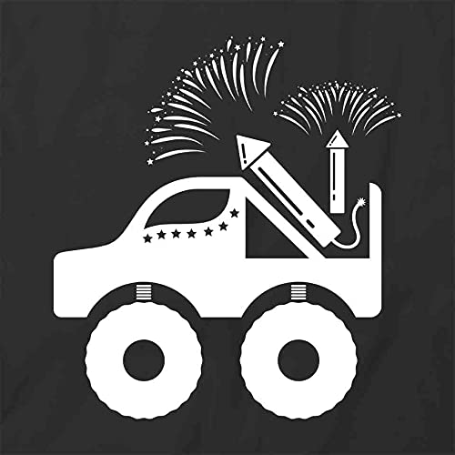 Big Truck Fireworks Graphic T-Shirt for Men & Women | Black Cotton Printed Tee | Casual Wear, Car Enthusiast Gift, 4th of July Outfit