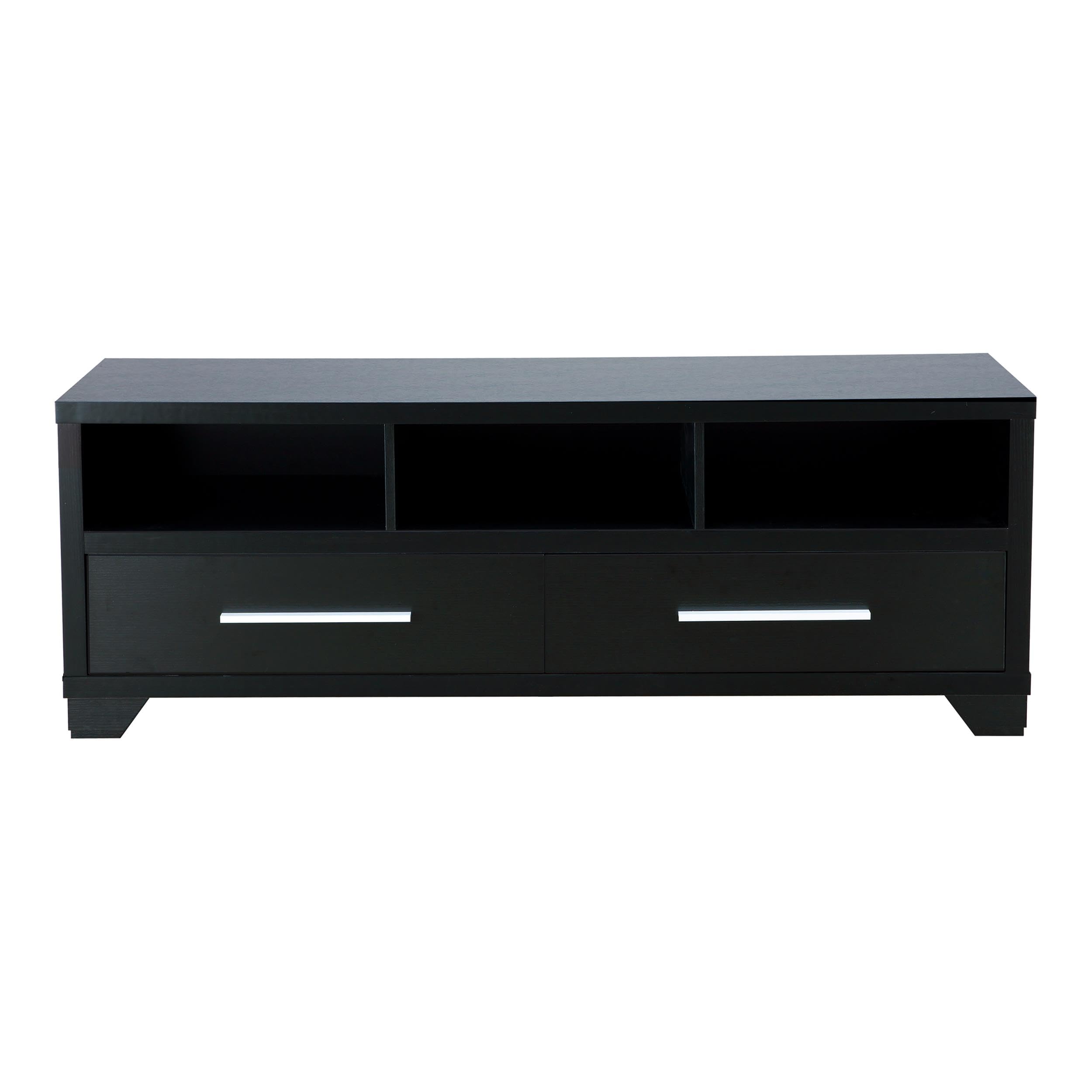 Furniture of America Porcardo 60-Inch Black Wood TV Stand with 2 Drawers - Perfect for Living Room, Bedroom & Home Entertainment Storage