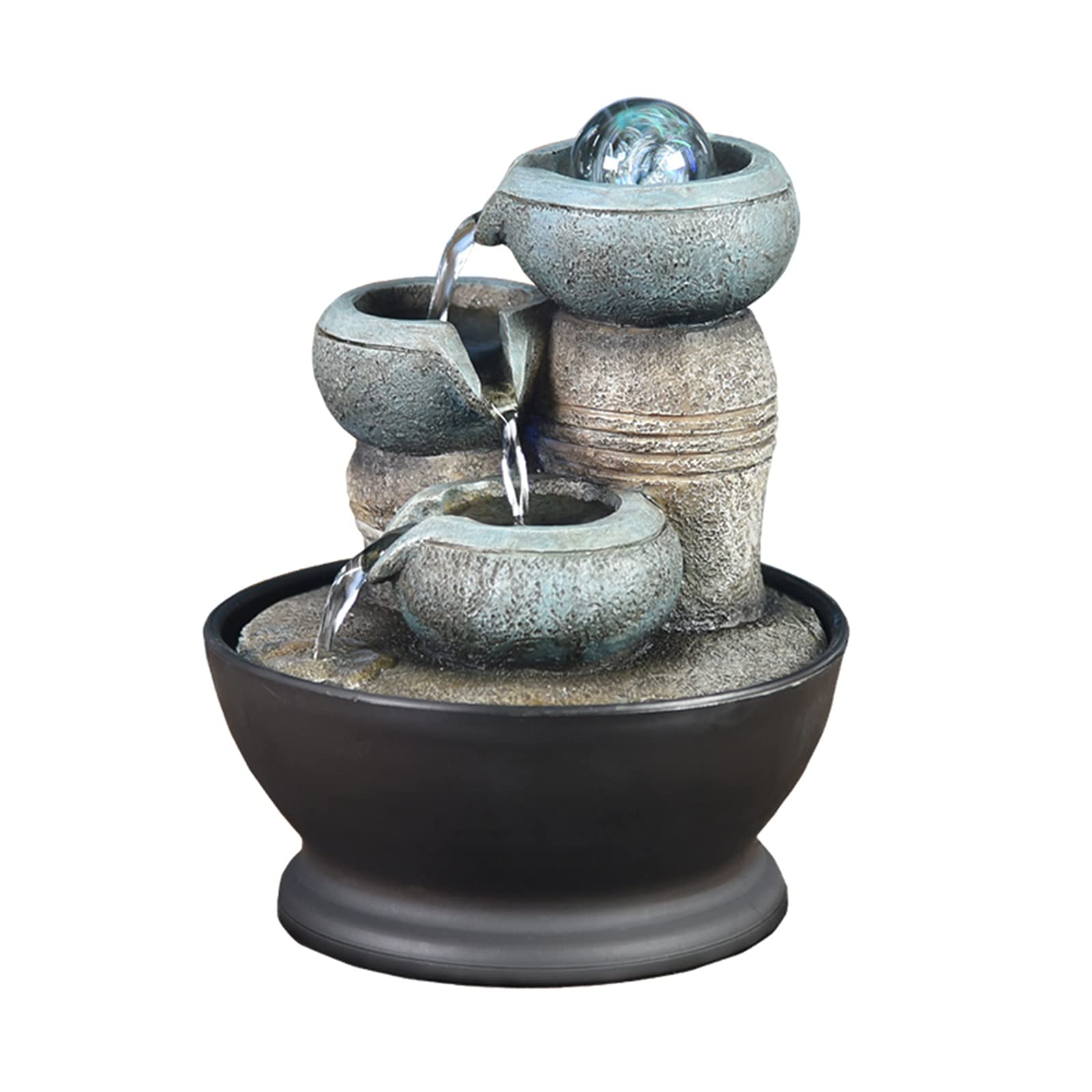 Liushop LED Tabletop Fountain with Waterfall - Indoor Relaxation Water Feature for Home, Office, Bedroom & Living Room Decor - Desktop Zen Fountain with Soothing LED Light (Color: B) for Stress Relief & Meditation Space