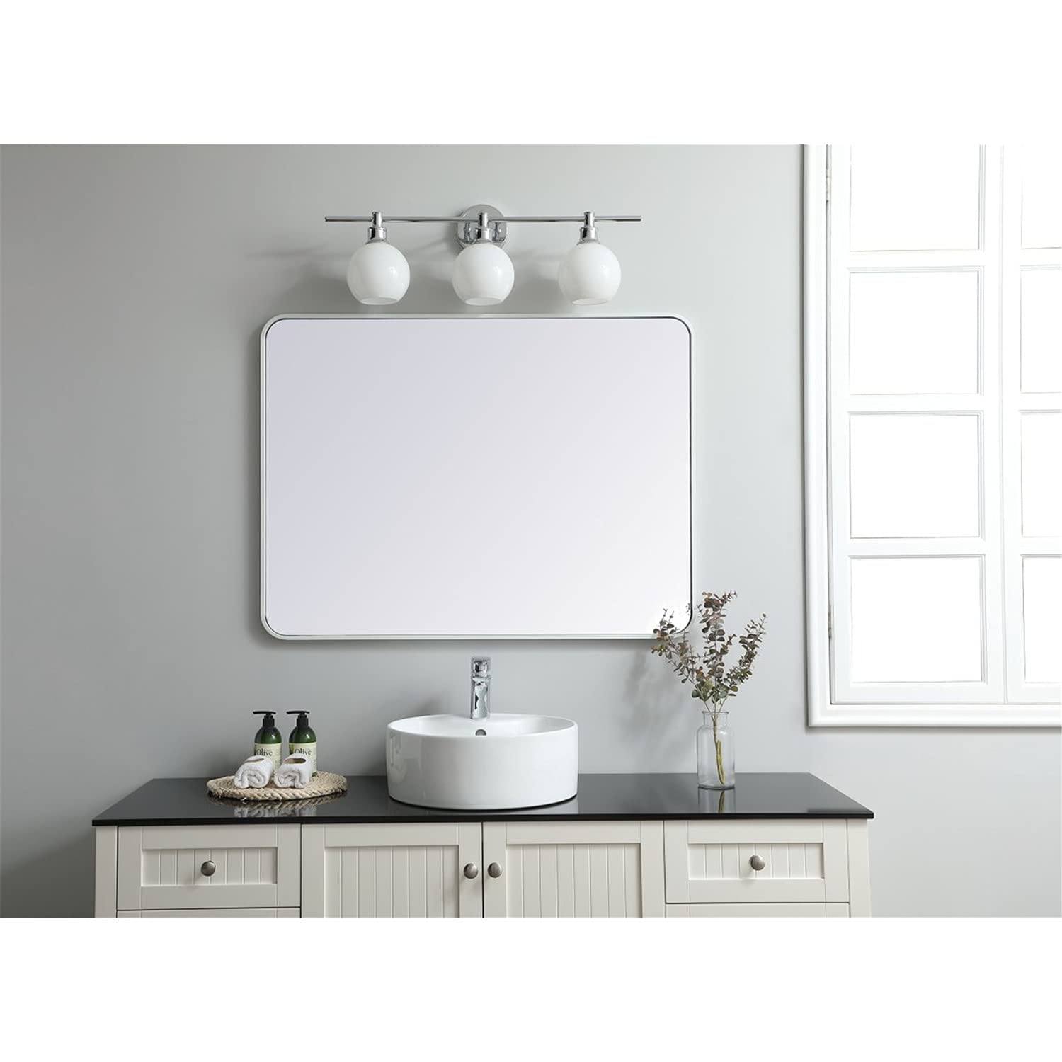 Elegant White Metal Rectangular Mirror 30x40 - Home Decor & Wall Styling