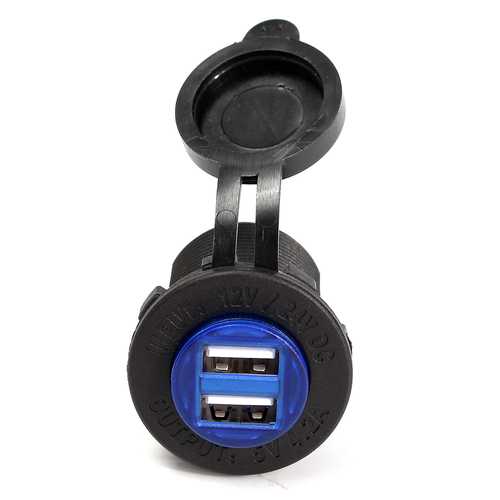 12V 24V Waterproof Dual USB Car Charger Adapter 5V 4.2A Fast Charging with LED Indicator - Compatible with iPhone Android Smartphones - Perfect for Road Trips Camping and Emergency Charging