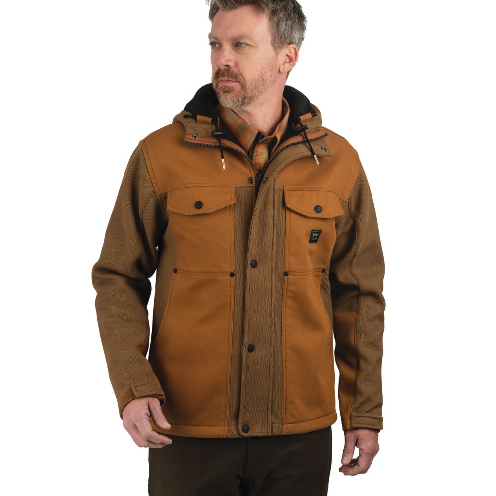 Men's Rugged Flex Knit Work Jacket - Brown YJ12 | Durable & Comfortable for Outdoor Jobs, Construction & Casual Wear | Walls Bridgeport Collection