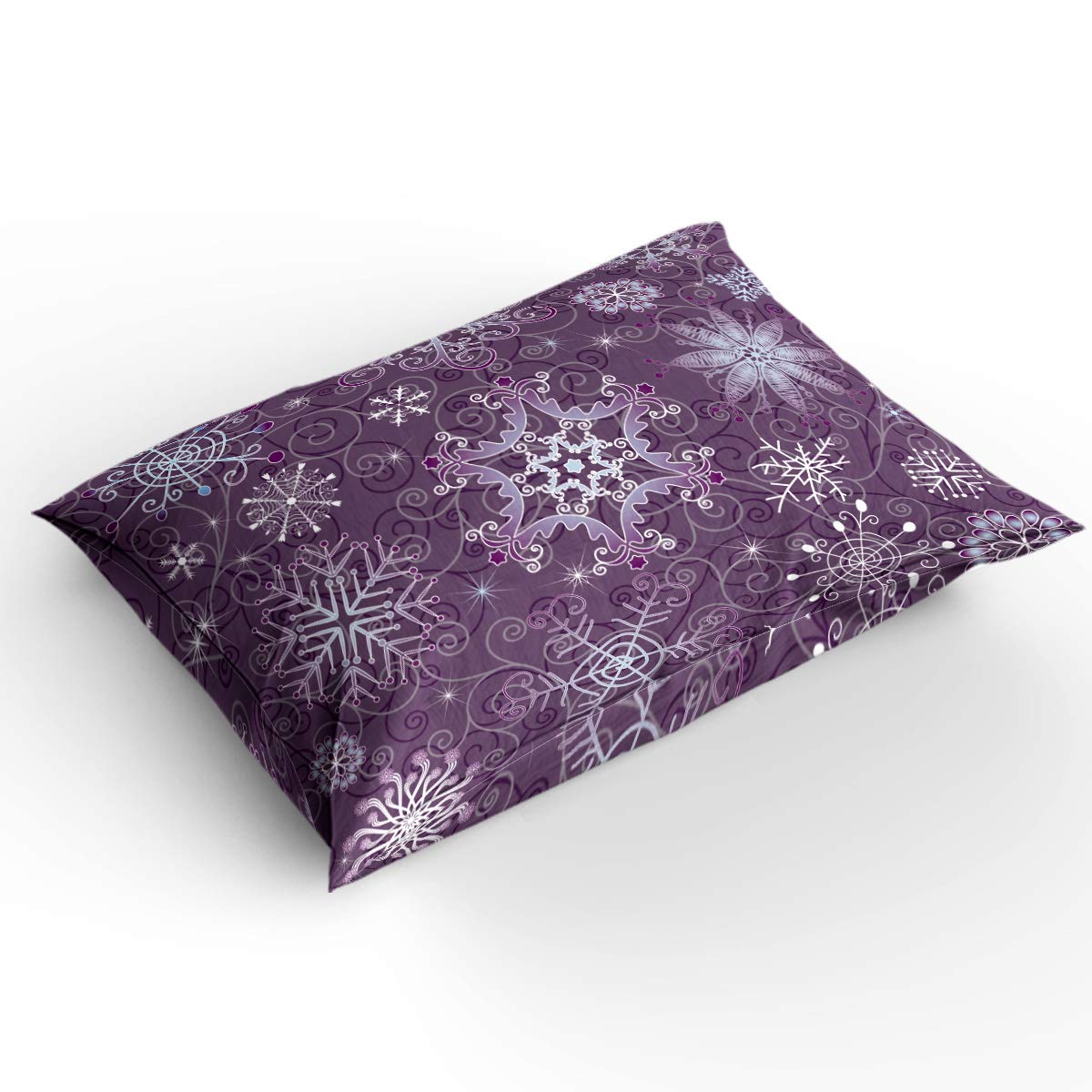 LooPoP 3-Piece Christmas Snowflake Comforter Set - Violet Floral Pattern, Super Soft & Wrinkle-Free Queen Bedding with Pillow Shams | All-Season Luxury for Adults & Kids | Perfect for Holiday Decor & Cozy Winter Nights