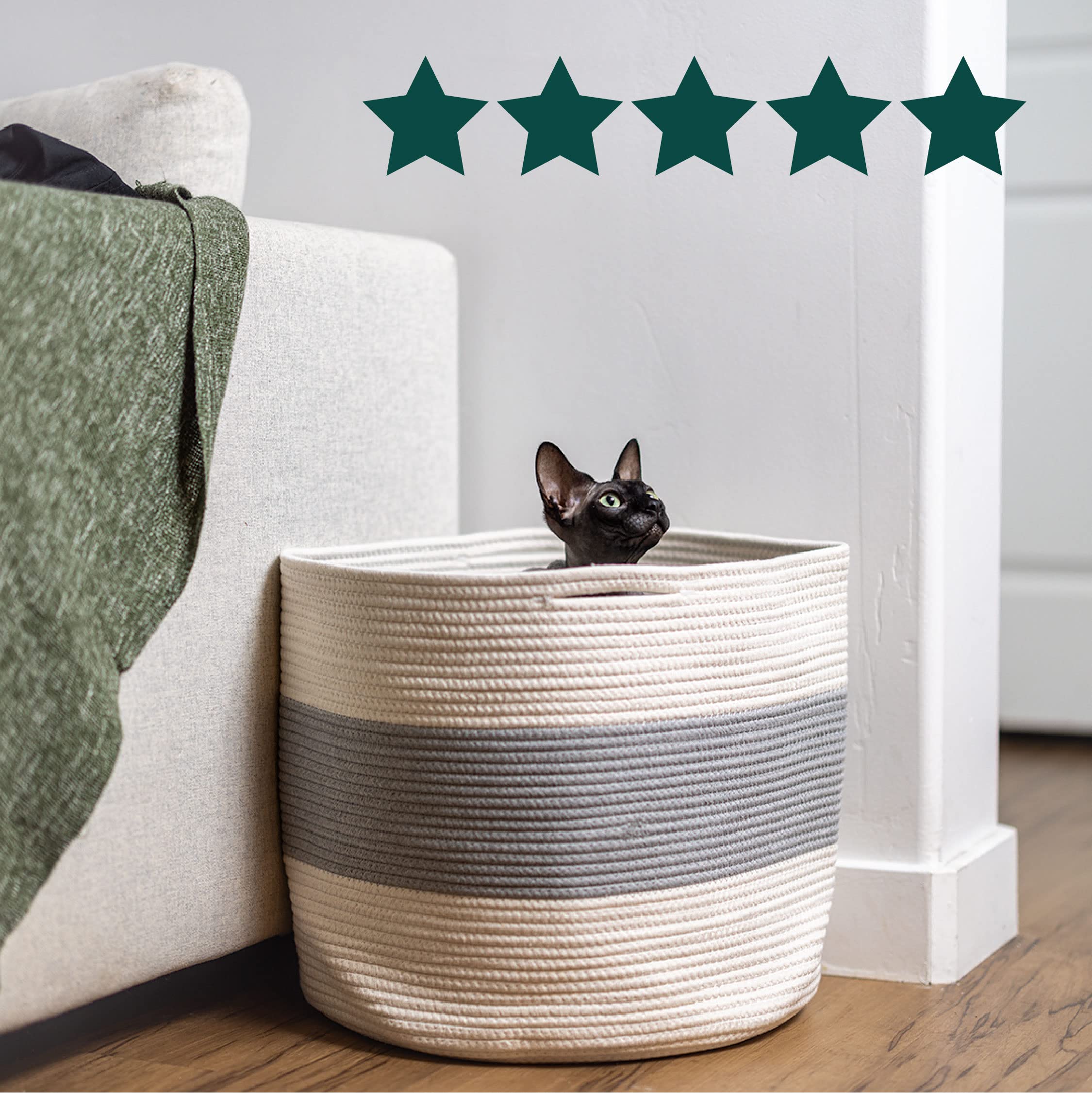 Reppit Large Collapsible Woven Laundry Basket - Double Stitched Storage Hamper for Clothes, Toys & Home Organization | Perfect for Bedroom, Nursery, Laundry Room & Dorm Storage