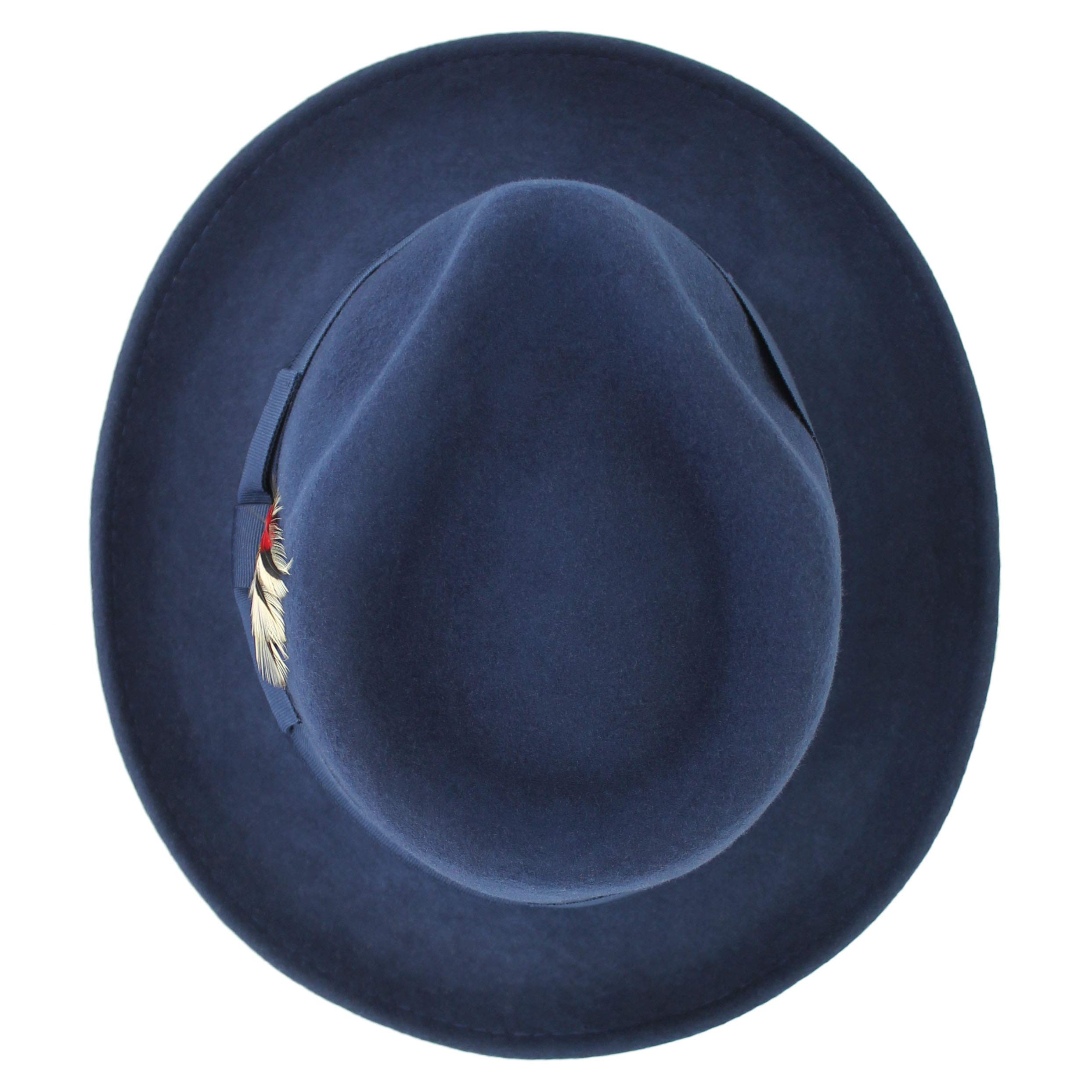 Crushable Wool Fedora Hat - Stain Resistant for Men in Black, Grey, Navy - Perfect for Outdoor & Dress Occasions