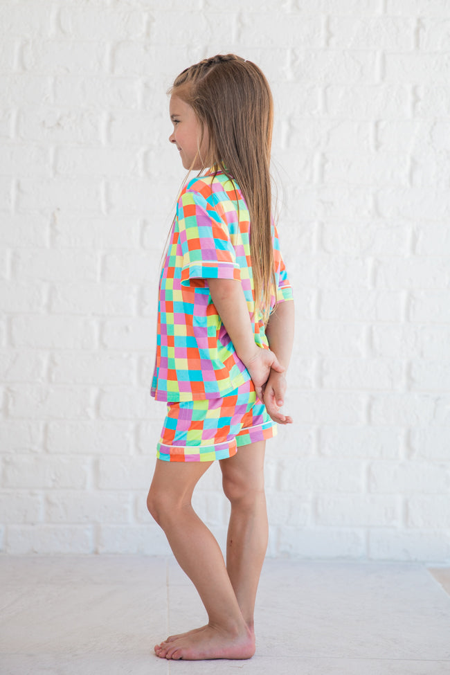 Kids' Glamour On The Grid Pajama Set - Soft & Stylish Sleepwear for Girls | Perfect for Sleepovers, Birthday Gifts & Cozy Nights