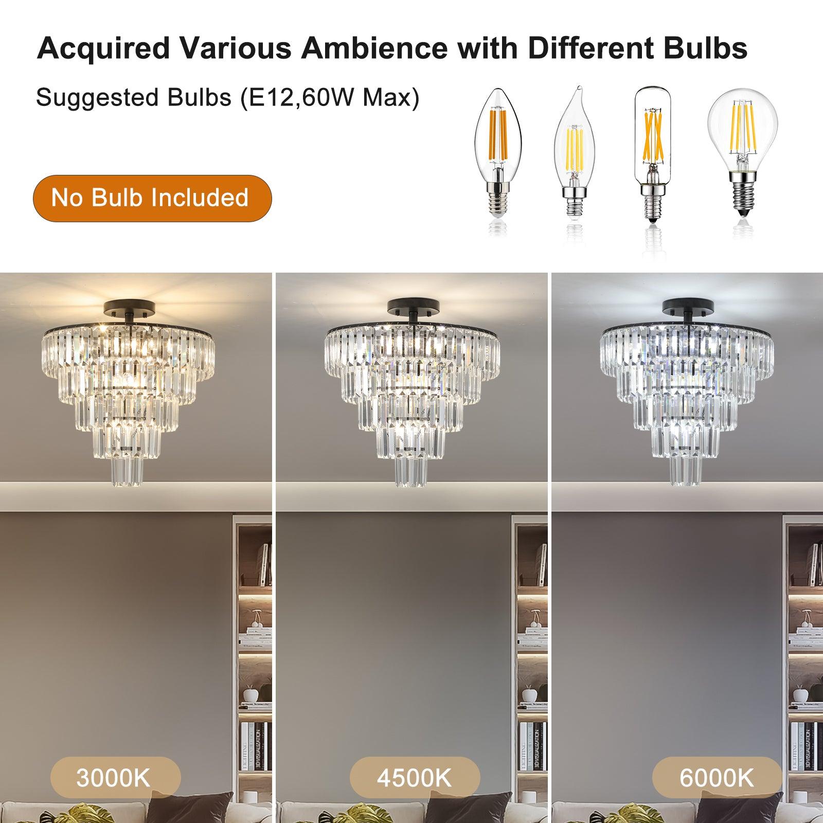 Modern Black Large Crystal Chandelier - Elegant Lighting Fixture for Dining Room, Living Room & Bedroom | Bulbs Not Included | Perfect for Weddings, Luxury Homes & Interior Decor