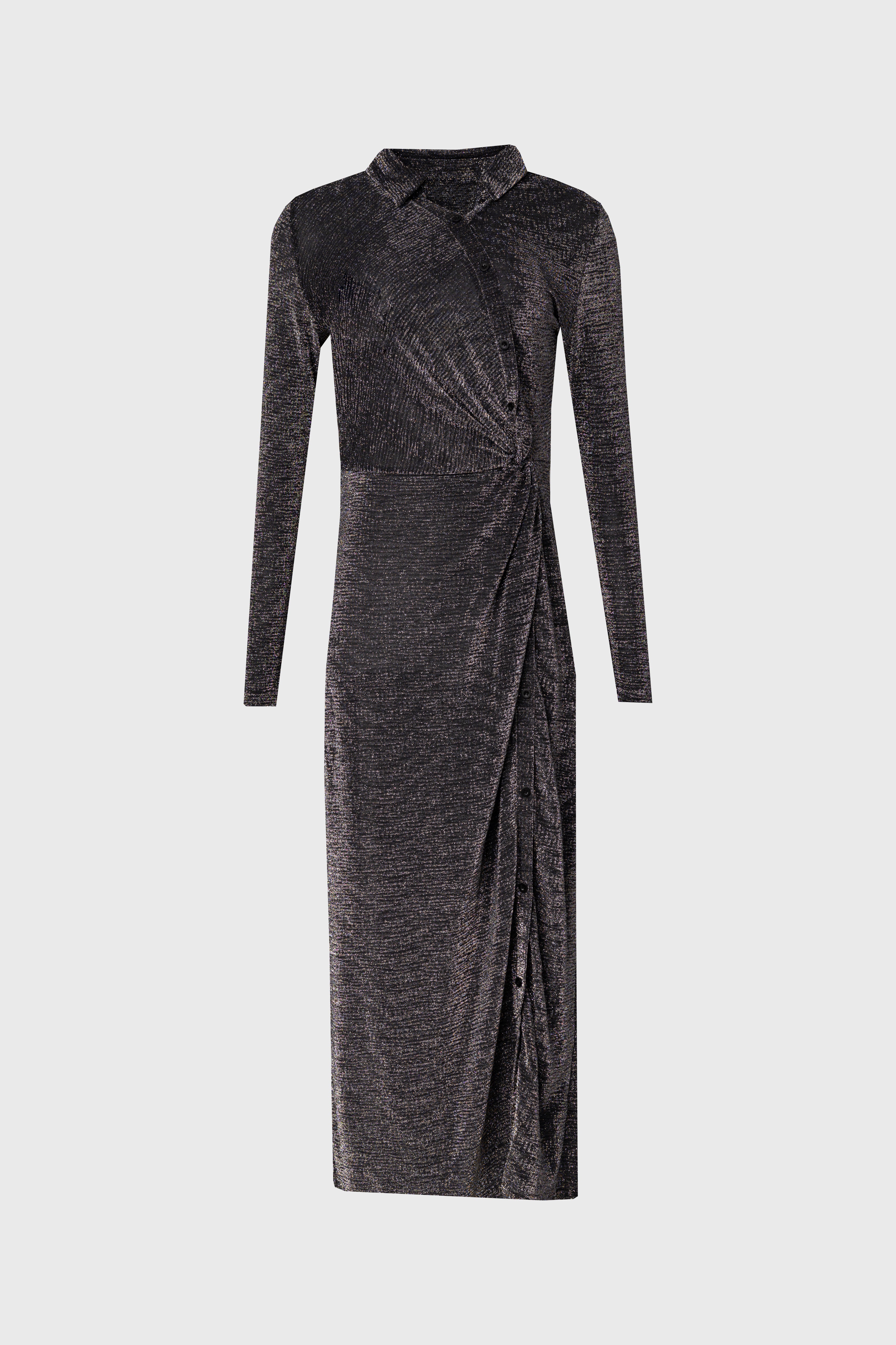 Elegant Silver Sparkle Maxi Dress with Side Buttons - Perfect for Evening Parties, Weddings & Special Occasions