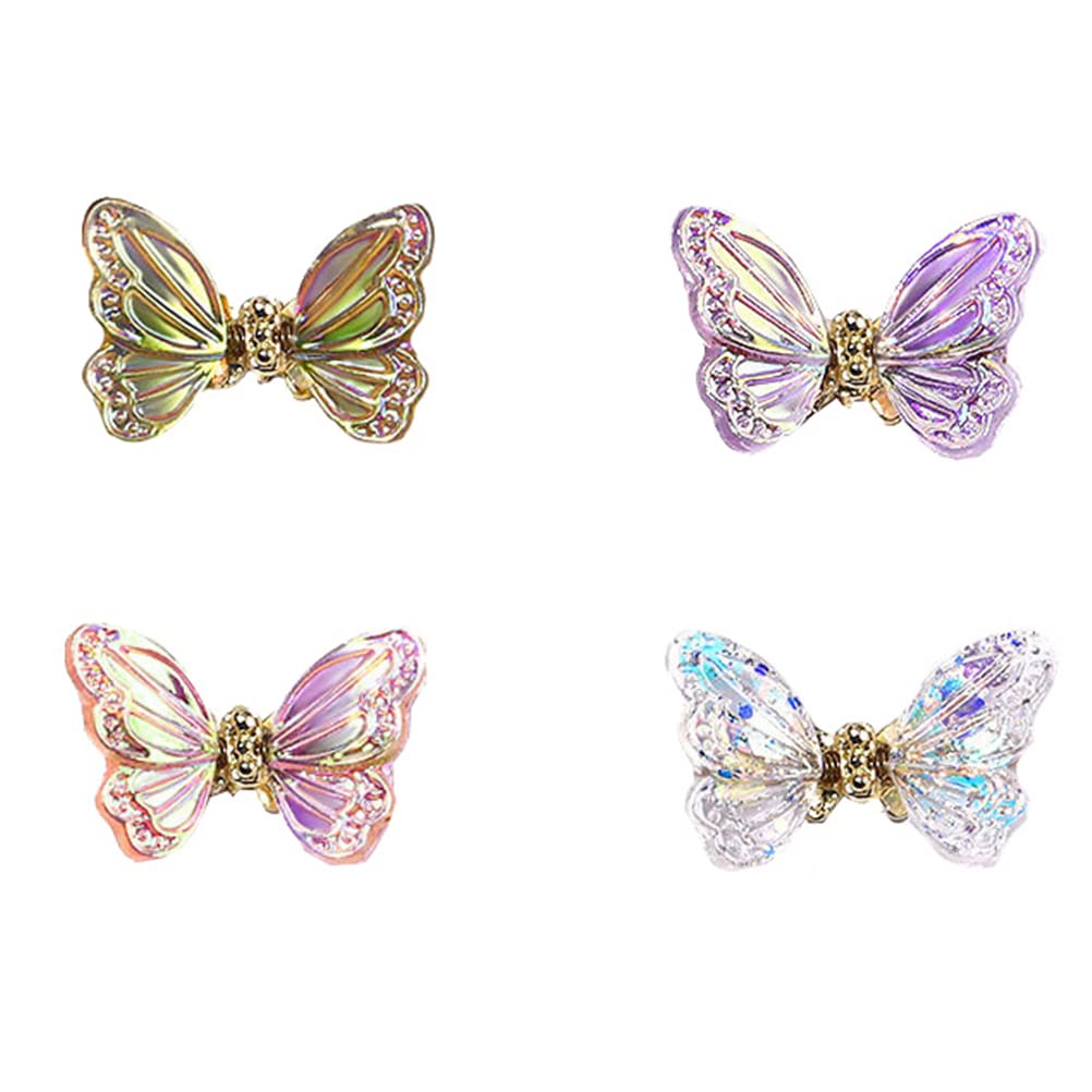 Minkissy 4pcs Butterfly Nail Art Charms - DIY Manicure Supplies, Nail Glitter Decorations, Resin Fairy Girl Stickers for Nail Art Design - Perfect for Parties, Weddings, and Special Occasions