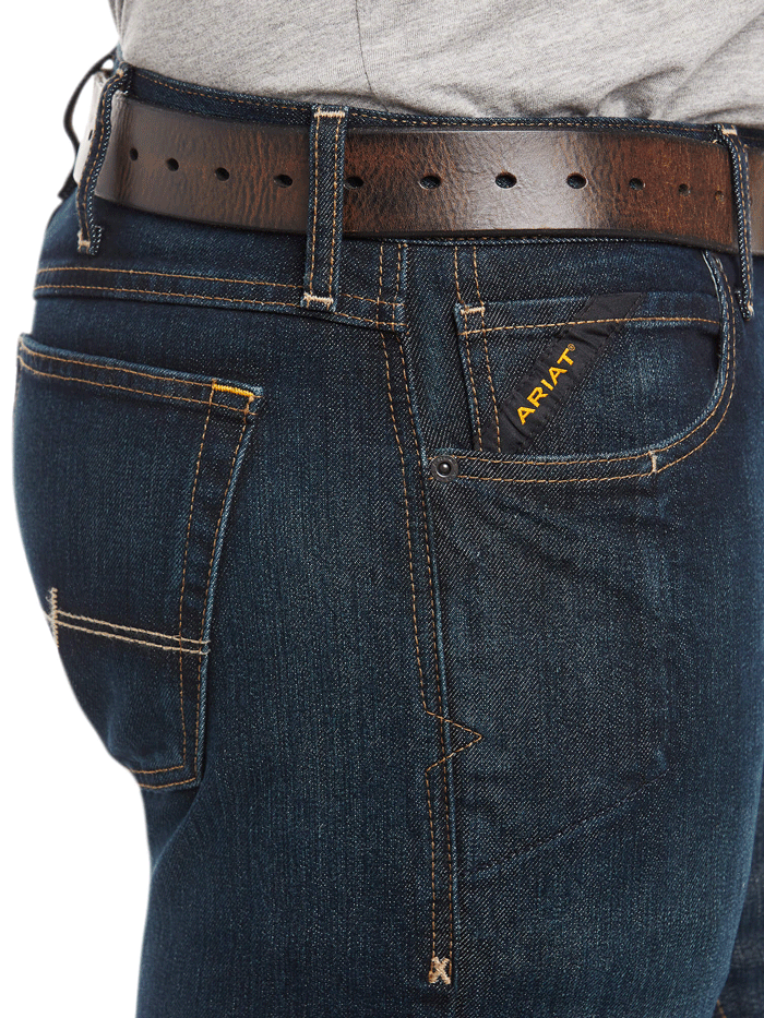 Ariat Men's Rebar M7 Slim DuraStretch Stackable Straight Leg Jeans - Blackstone Wash | Comfortable Work & Casual Denim Pants for Outdoor Activities and Everyday Wear