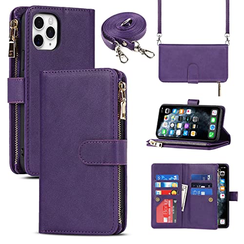 9 Card Slots Lanyard Purple
